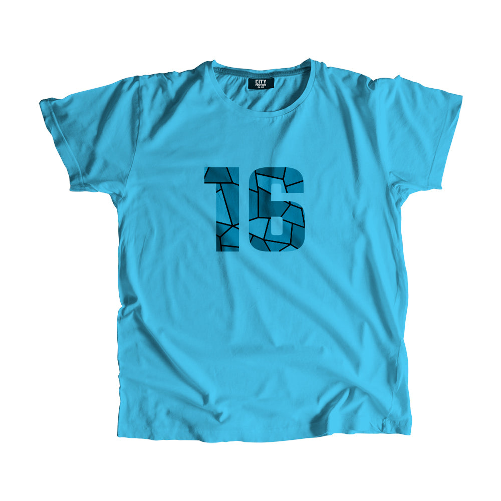 16 Number Men Unisex T-Shirt (Sky Blue)