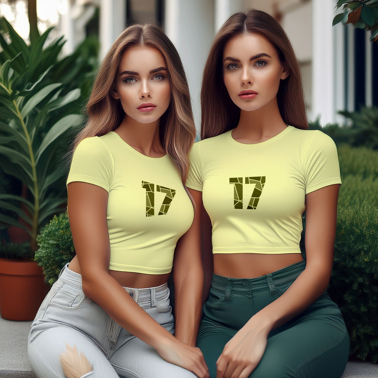 17 Number Women Crop Top (Butter Yellow)