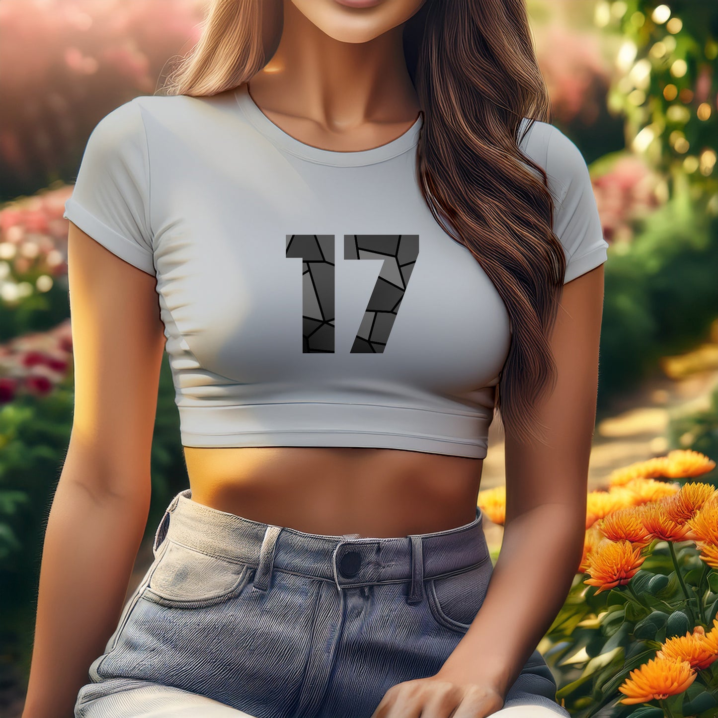 17 Number Women Crop Top (Melange Grey)