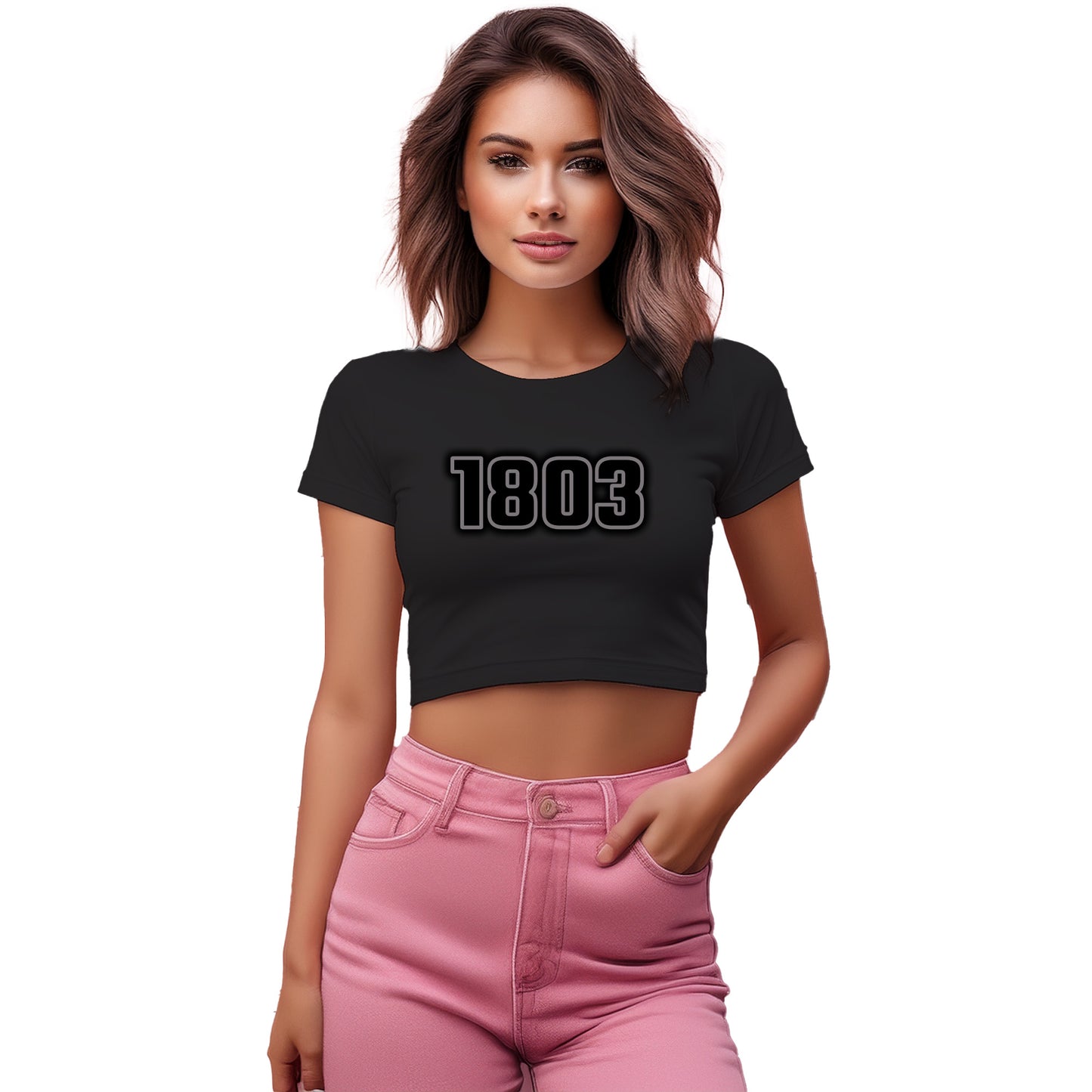1803 Year Women Crop Top (Black)