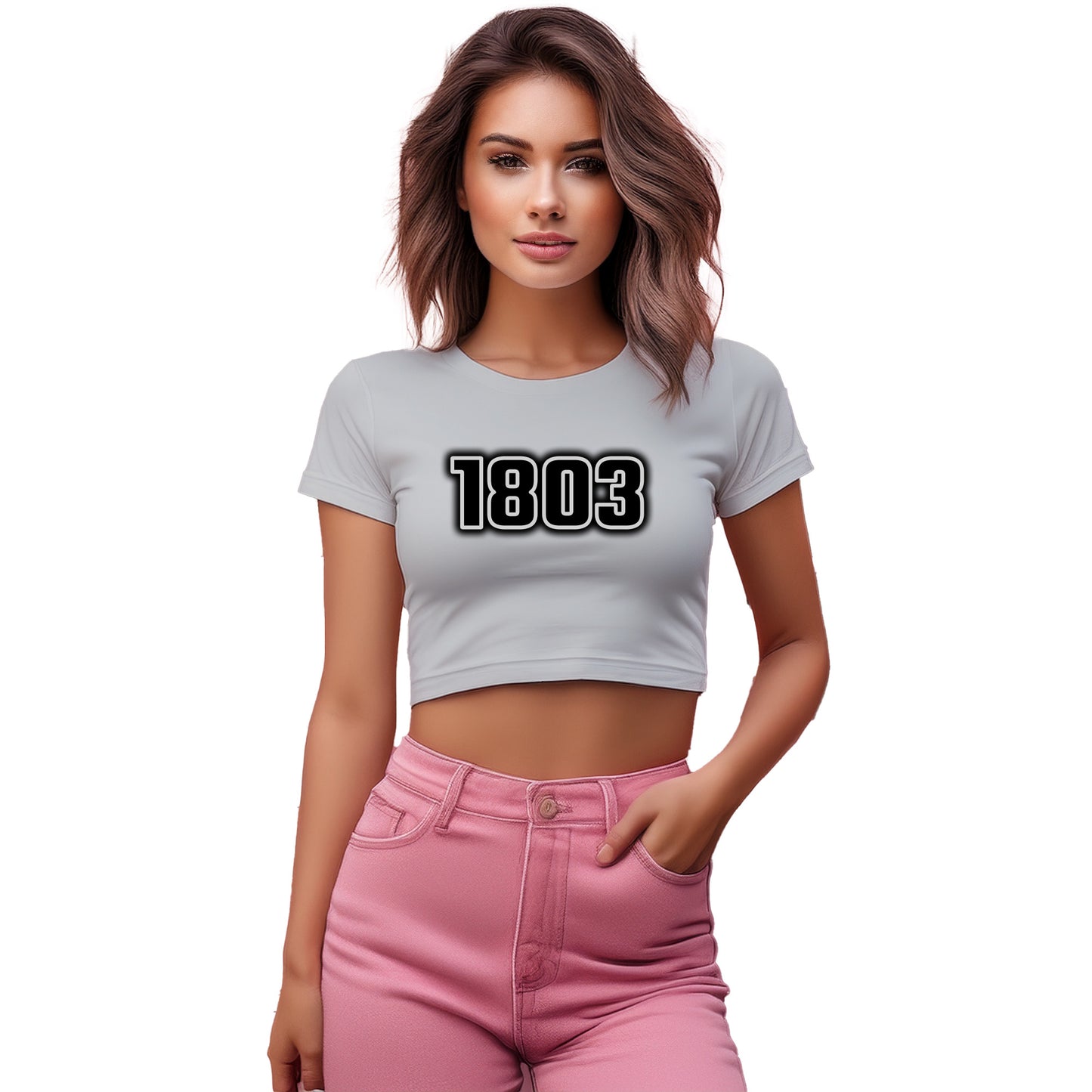 1803 Year Women Crop Top (Melange Grey)