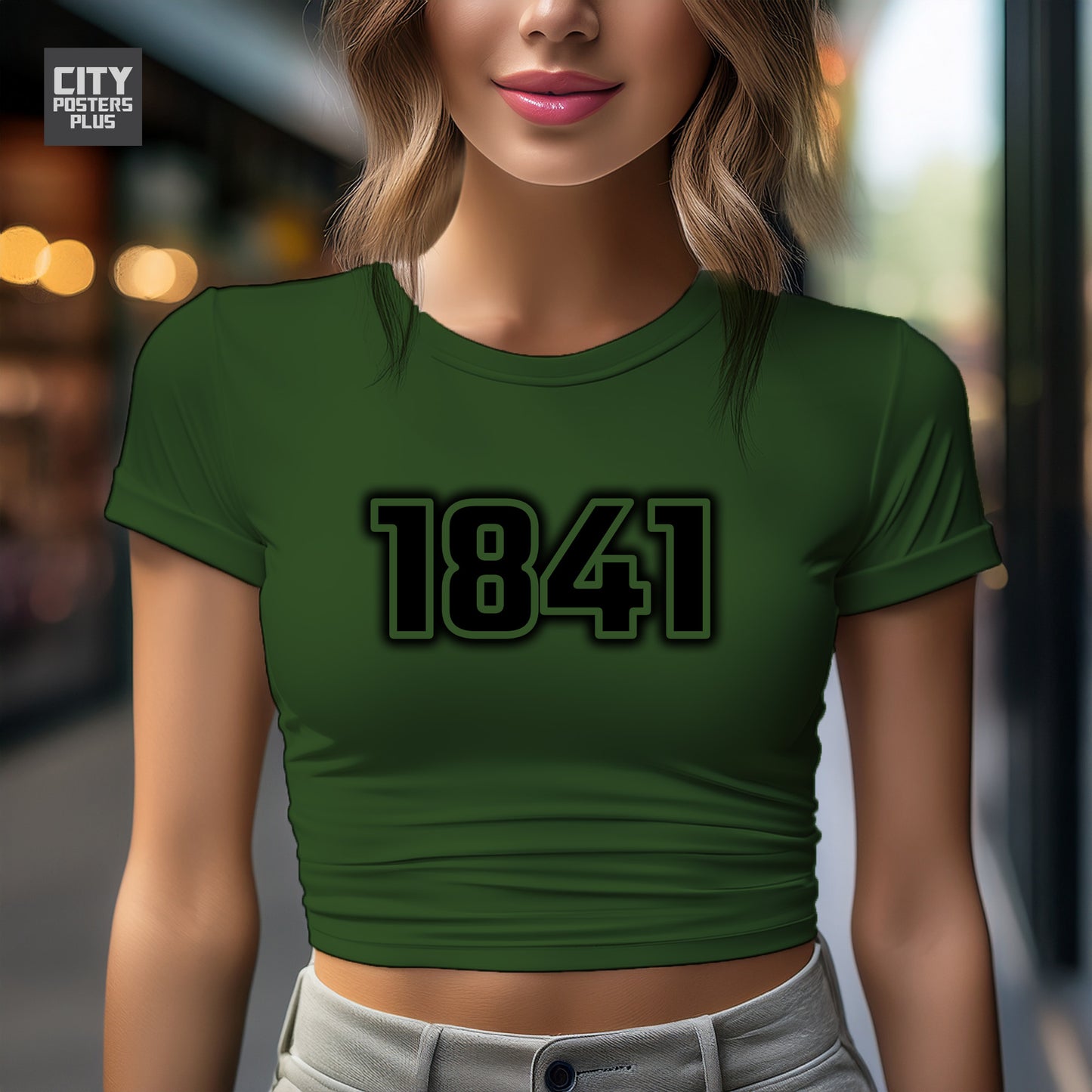 1841 Year Women Crop Top (Olive Green)