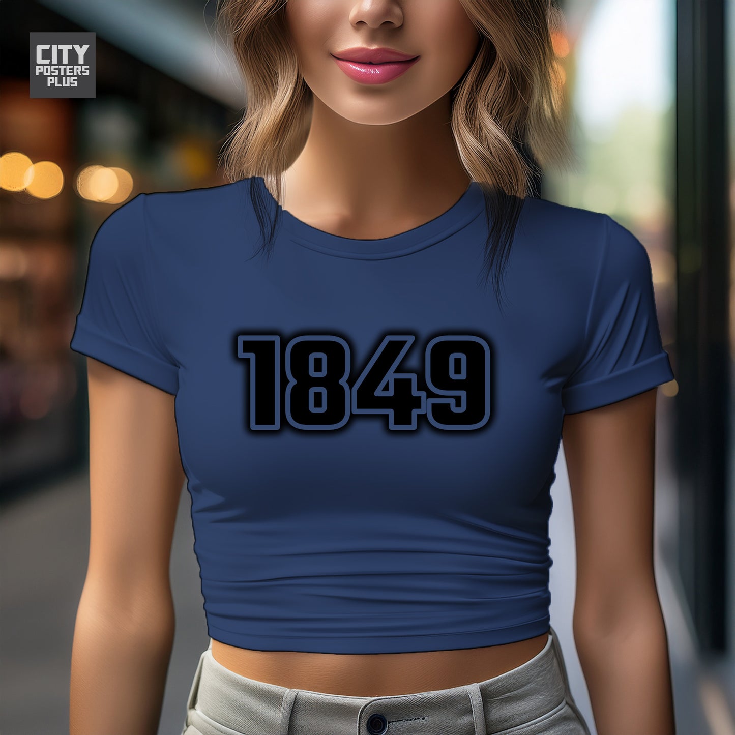 1849 Year Women Crop Top (Navy Blue)