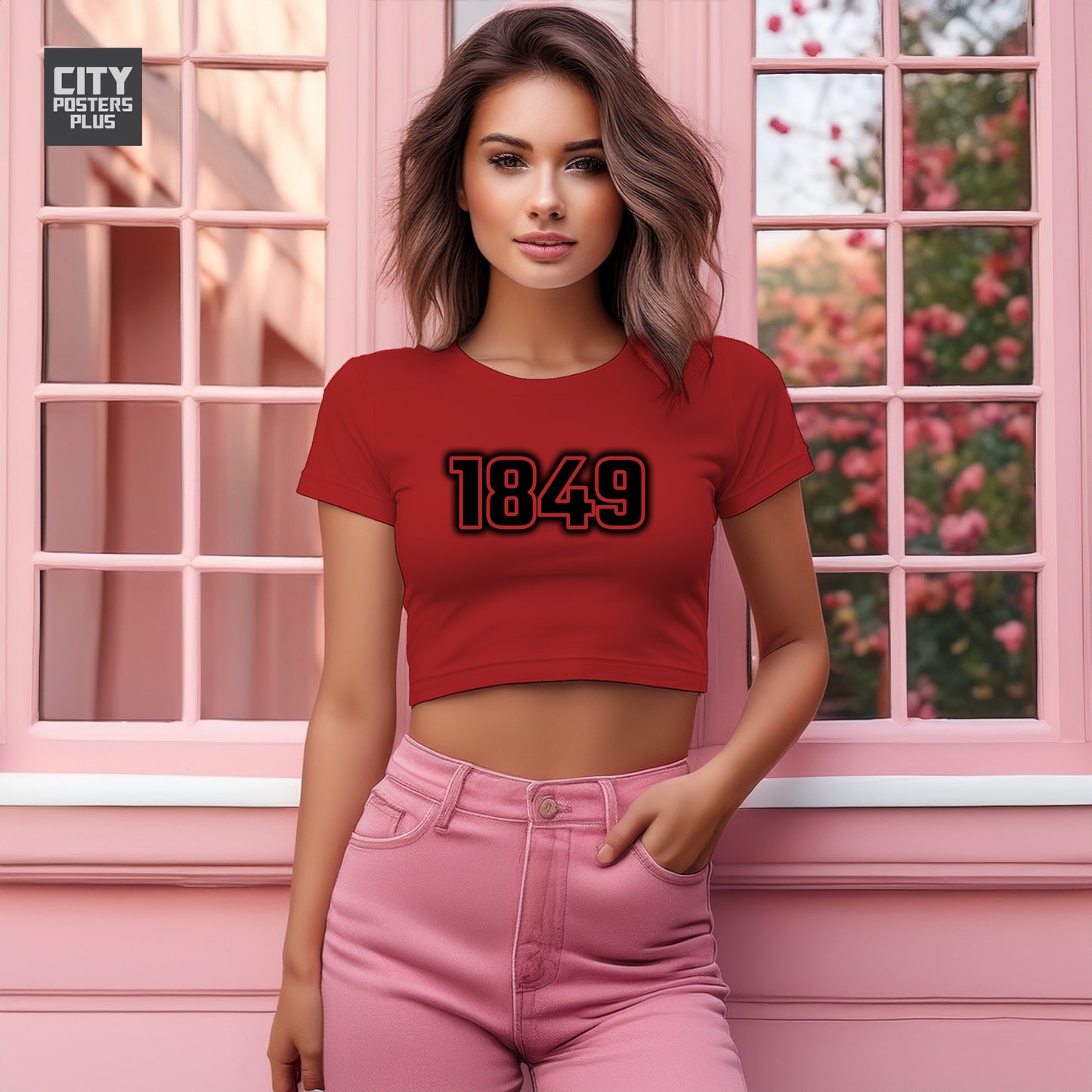 1849 Year Women Crop Top (Red)