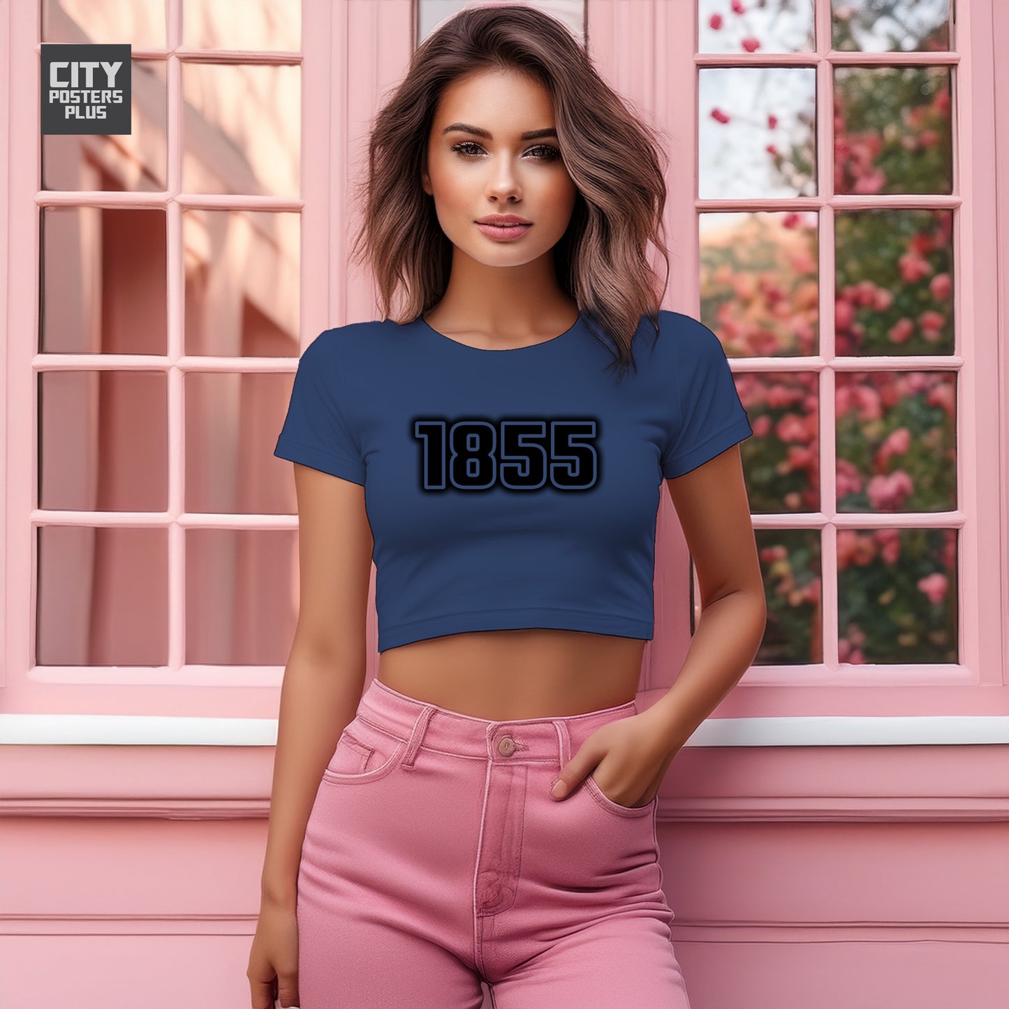 1855 Year Women Crop Top (Navy Blue)