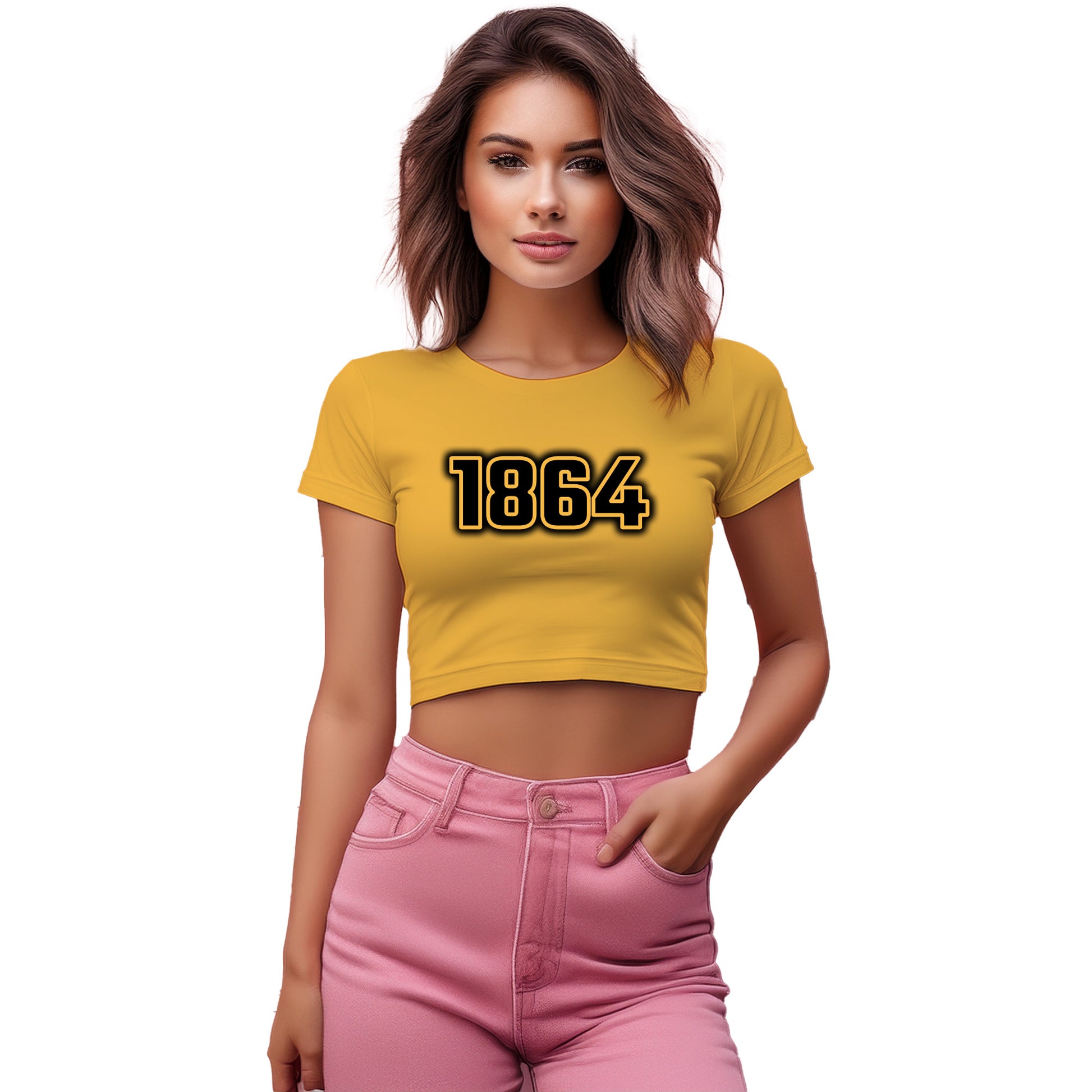 1864 Year Women Crop Top (Golden Yellow)
