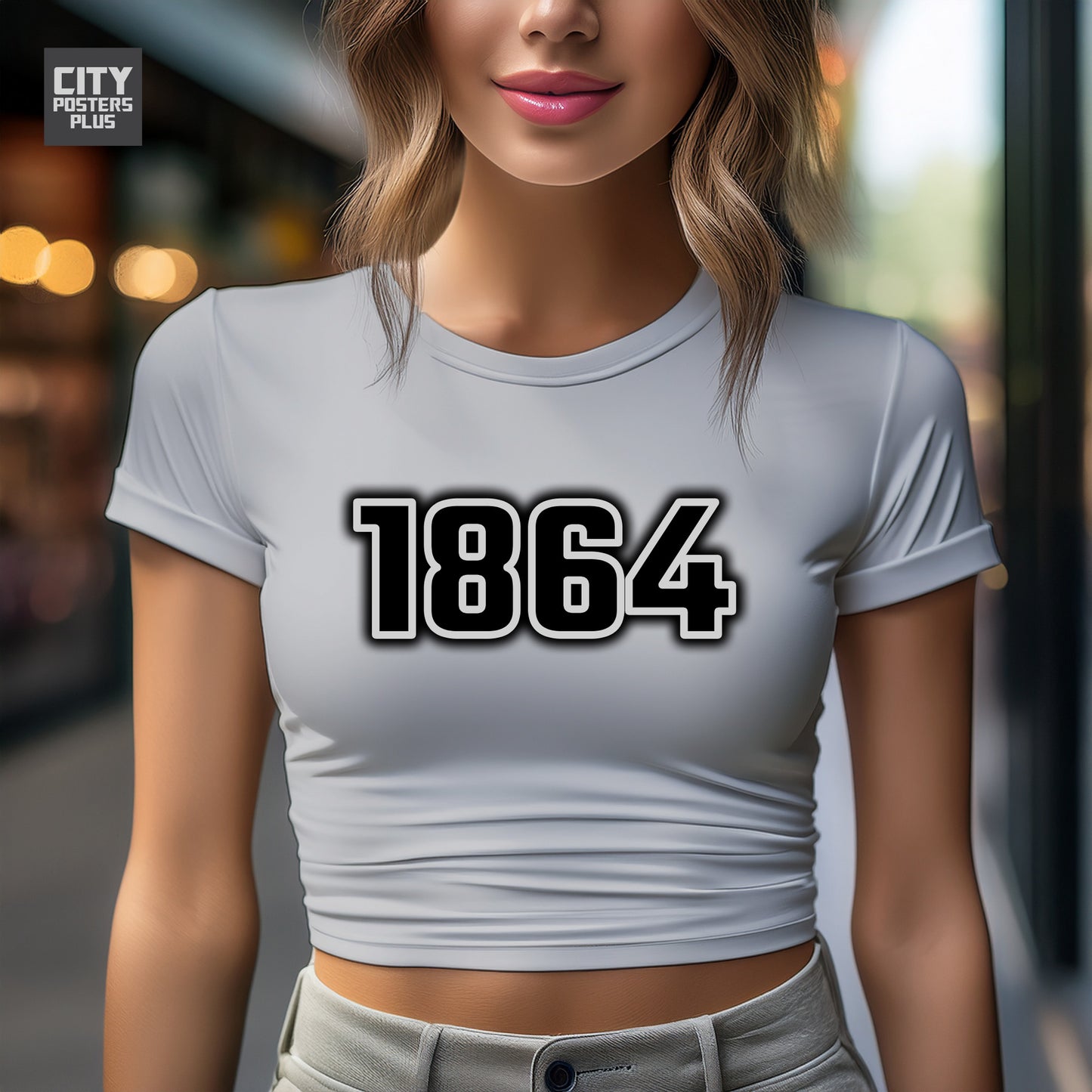 1864 Year Women Crop Top (Melange Grey)