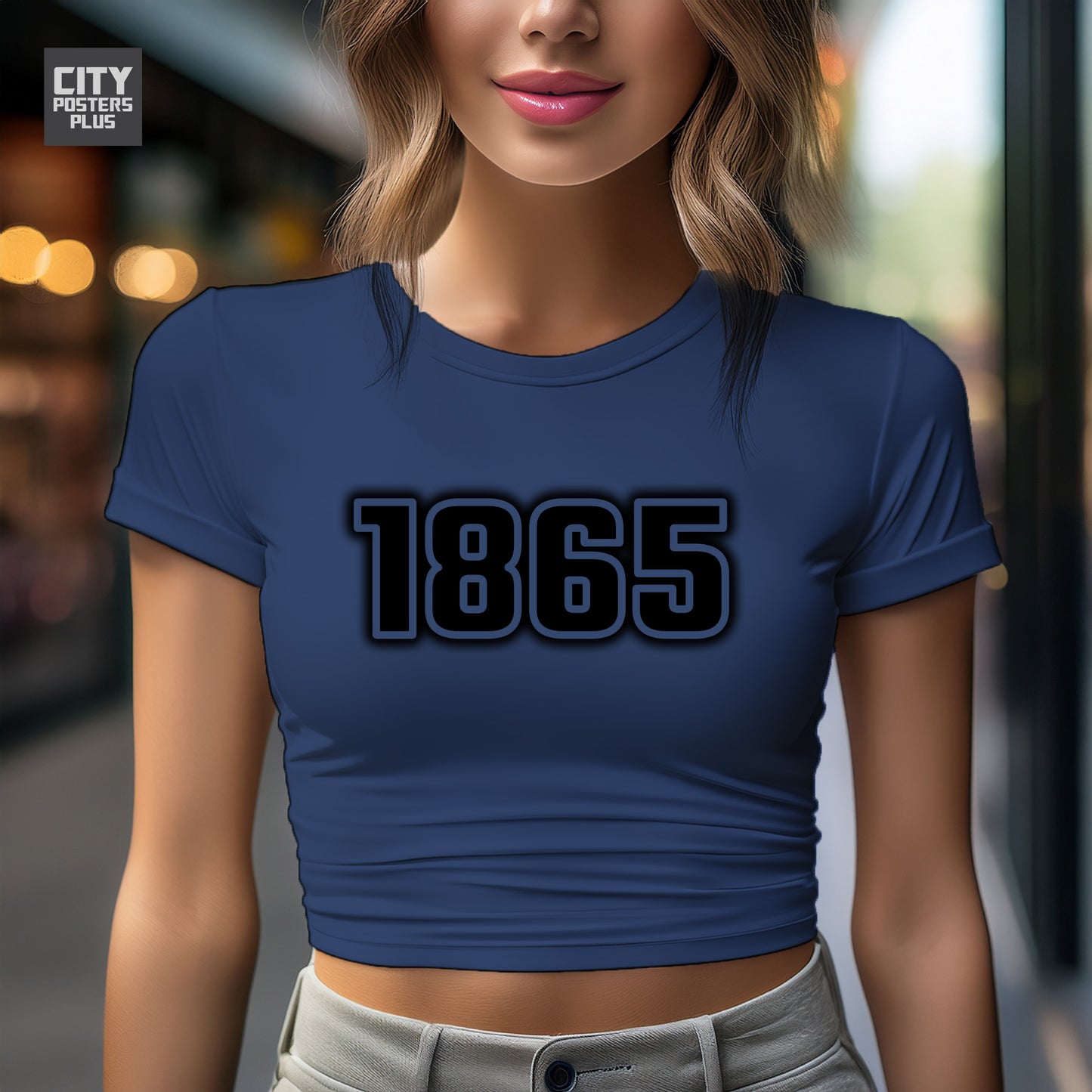 1865 Year Women Crop Top (Navy Blue)