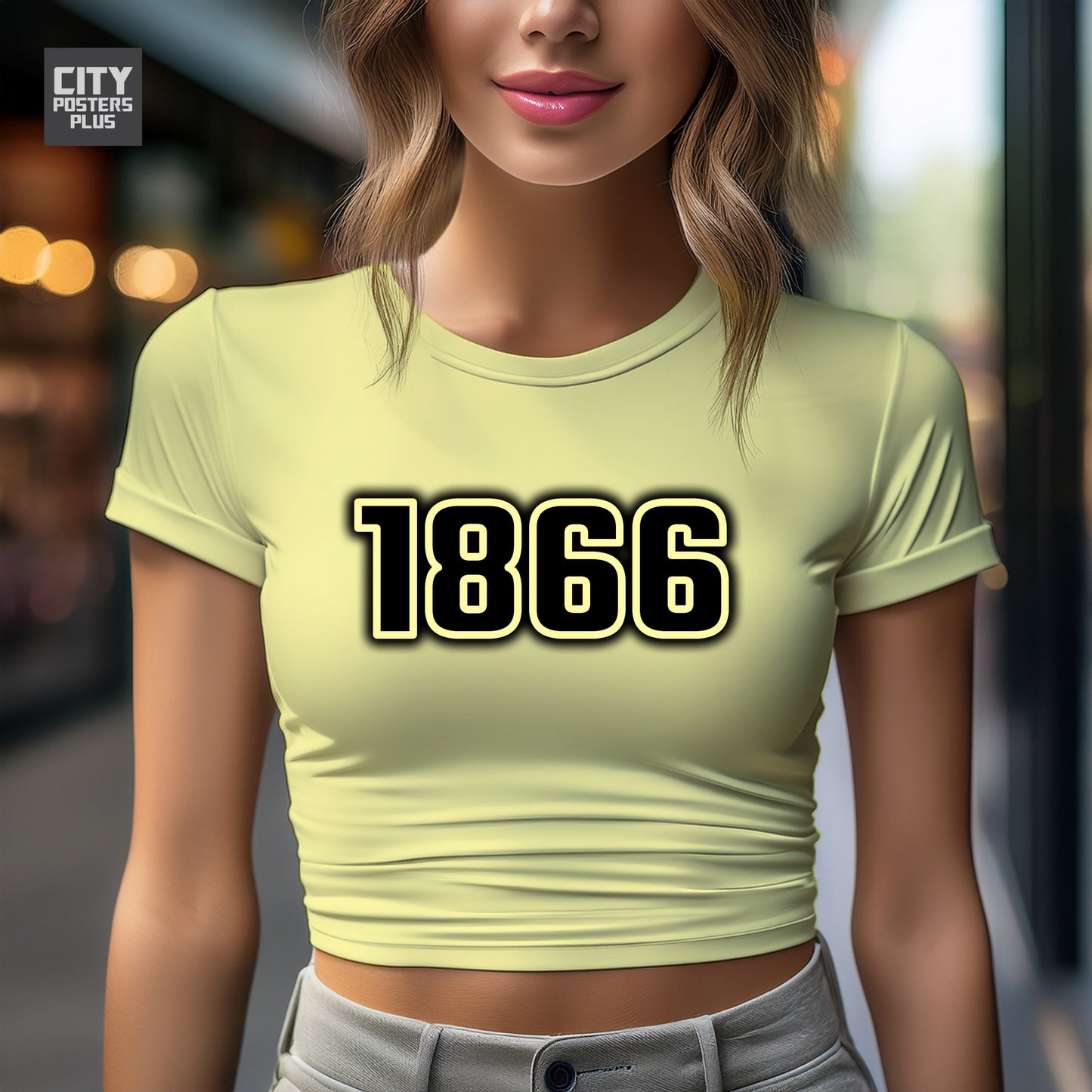 1866 Year Women Crop Top (Butter Yellow)