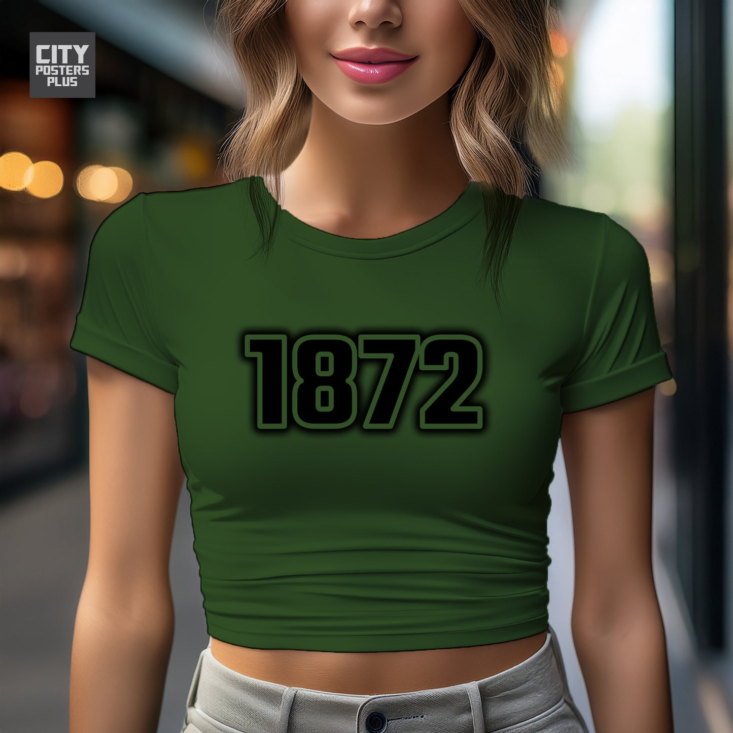 1872 Year Women Crop Top (Olive Green)