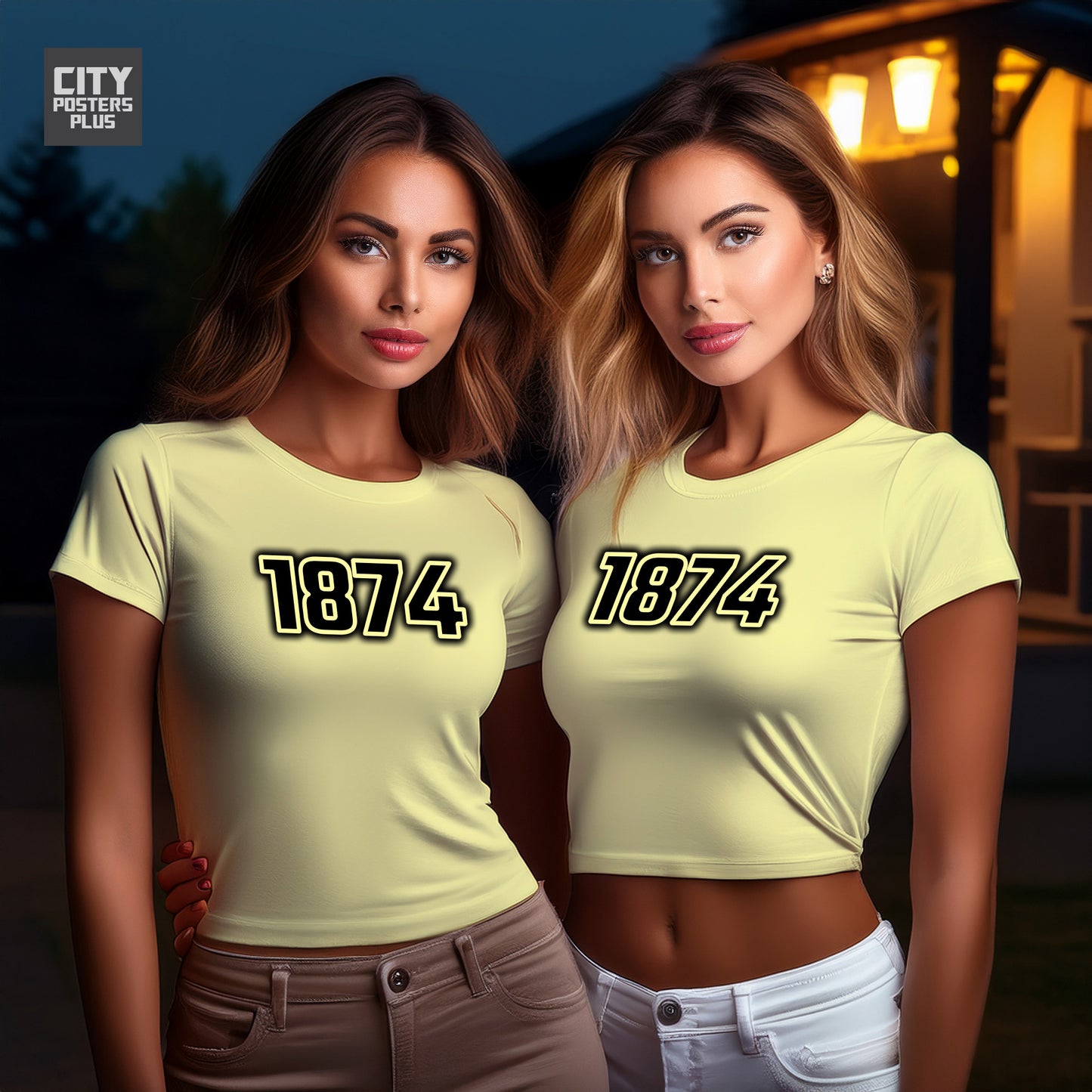 1874 Year Women Crop Top (Butter Yellow)