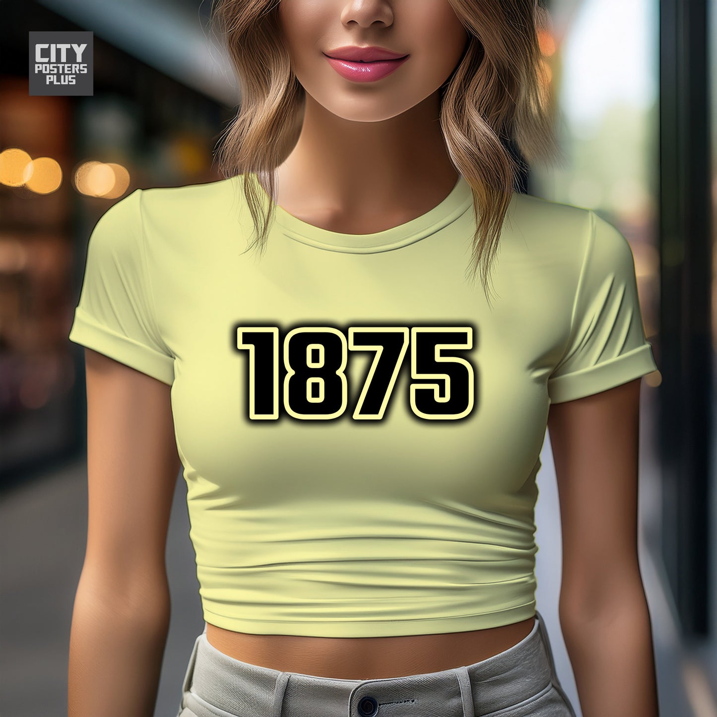 1875 Year Women Crop Top (Butter Yellow)