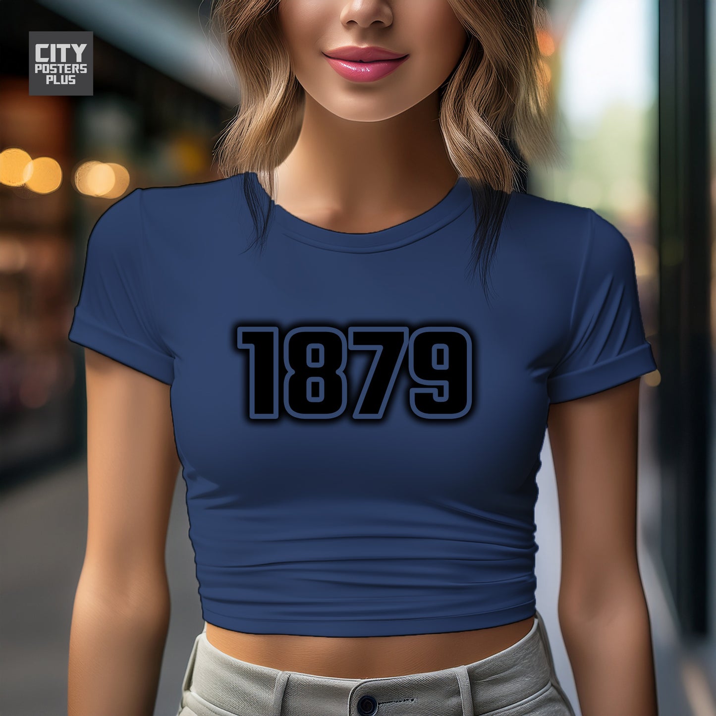 1879 Year Women Crop Top (Navy Blue)