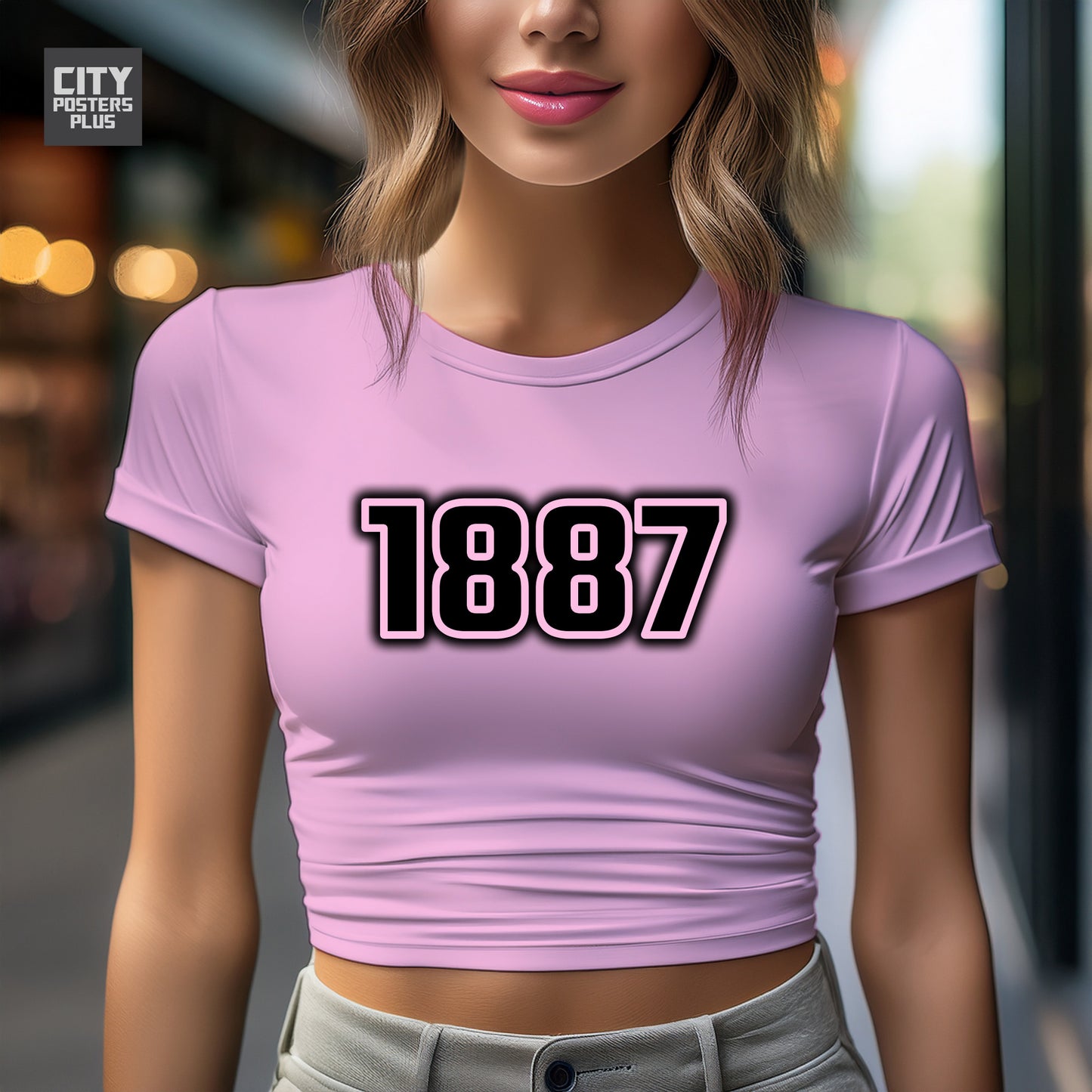 1887 Year Women Crop Top (Light Pink)