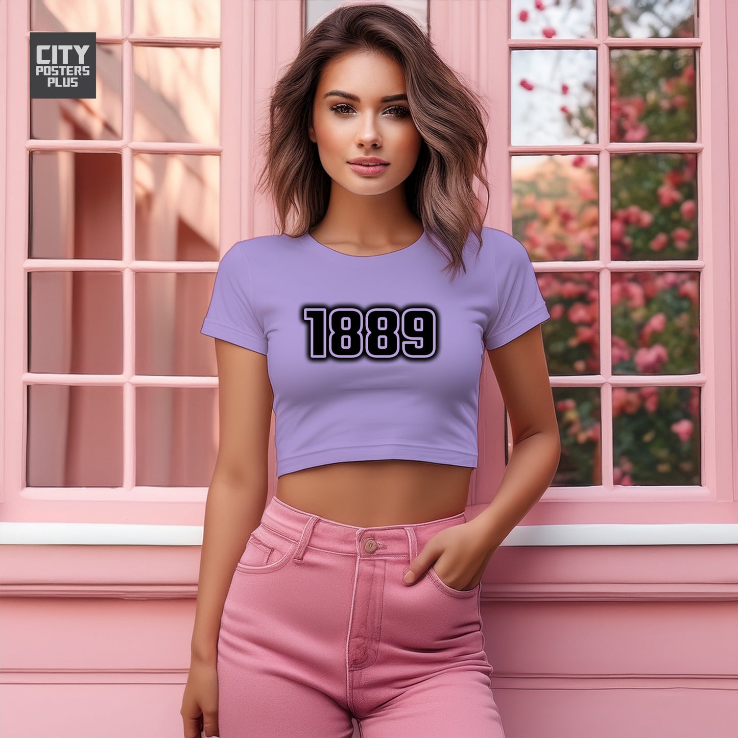 1889 Year Women Crop Top (Iris Lavender)