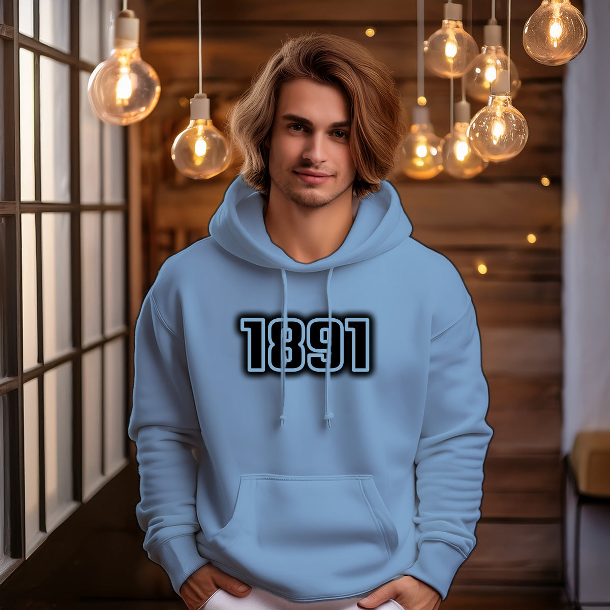 1891 Year Men Unisex Hoodie (Baby Blue)