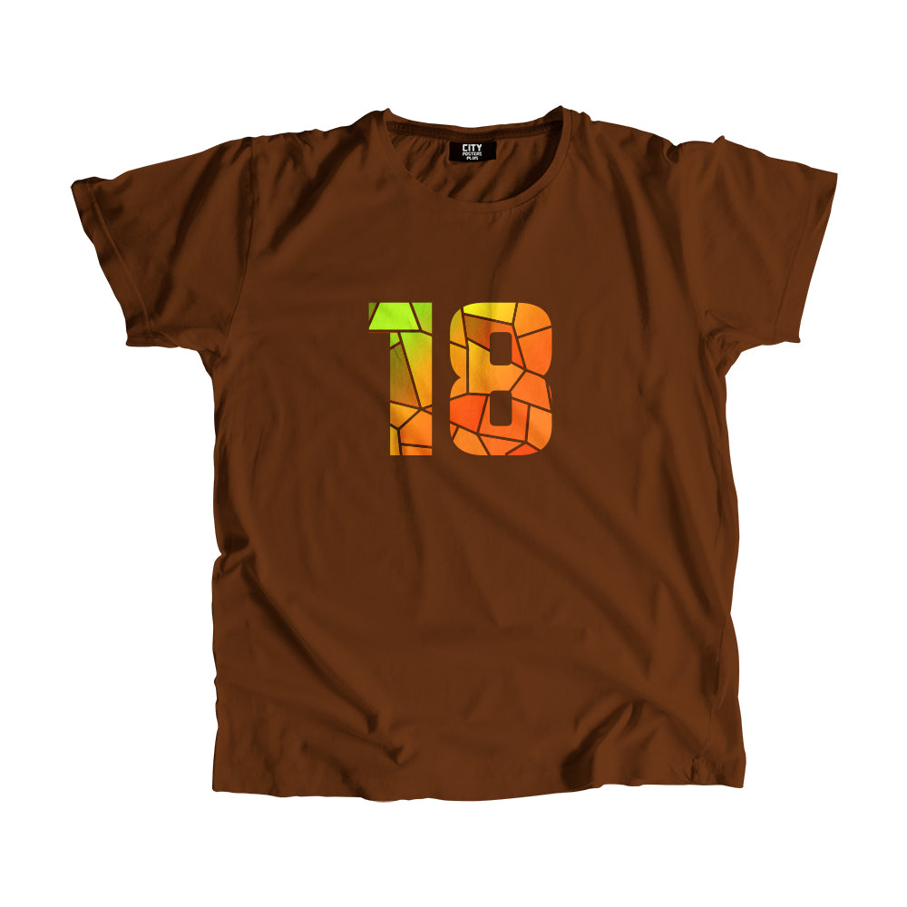 18 Number Men Unisex T-Shirt (Brown)