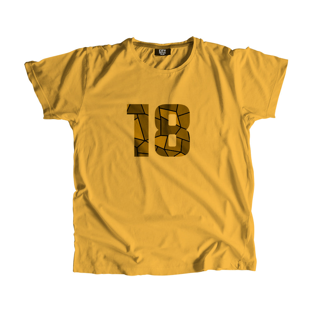 18 Number Men Unisex T-Shirt (Golden Yellow)
