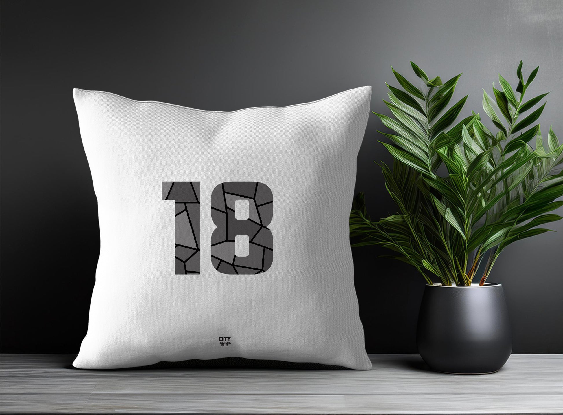 18 Number Pillow Case and Pillow Throw (White)