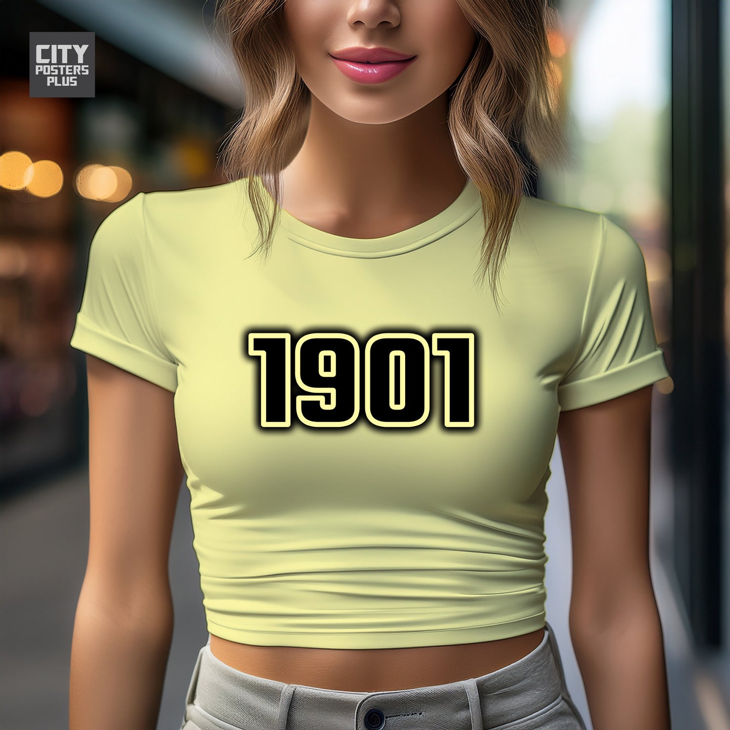 1901 Year Women Crop Top (Butter Yellow)