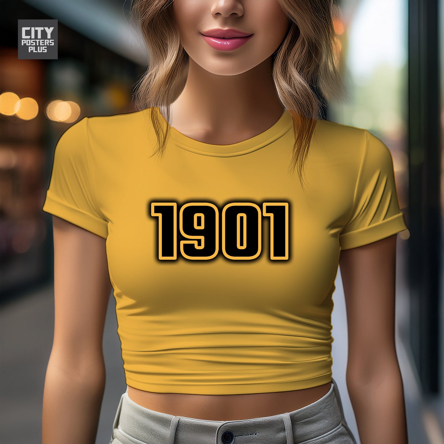 1901 Year Women Crop Top (Golden Yellow)