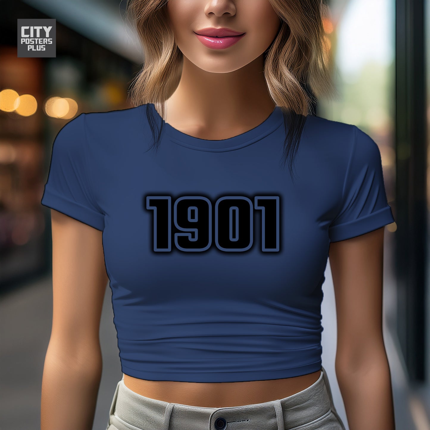 1901 Year Women Crop Top (Navy Blue)