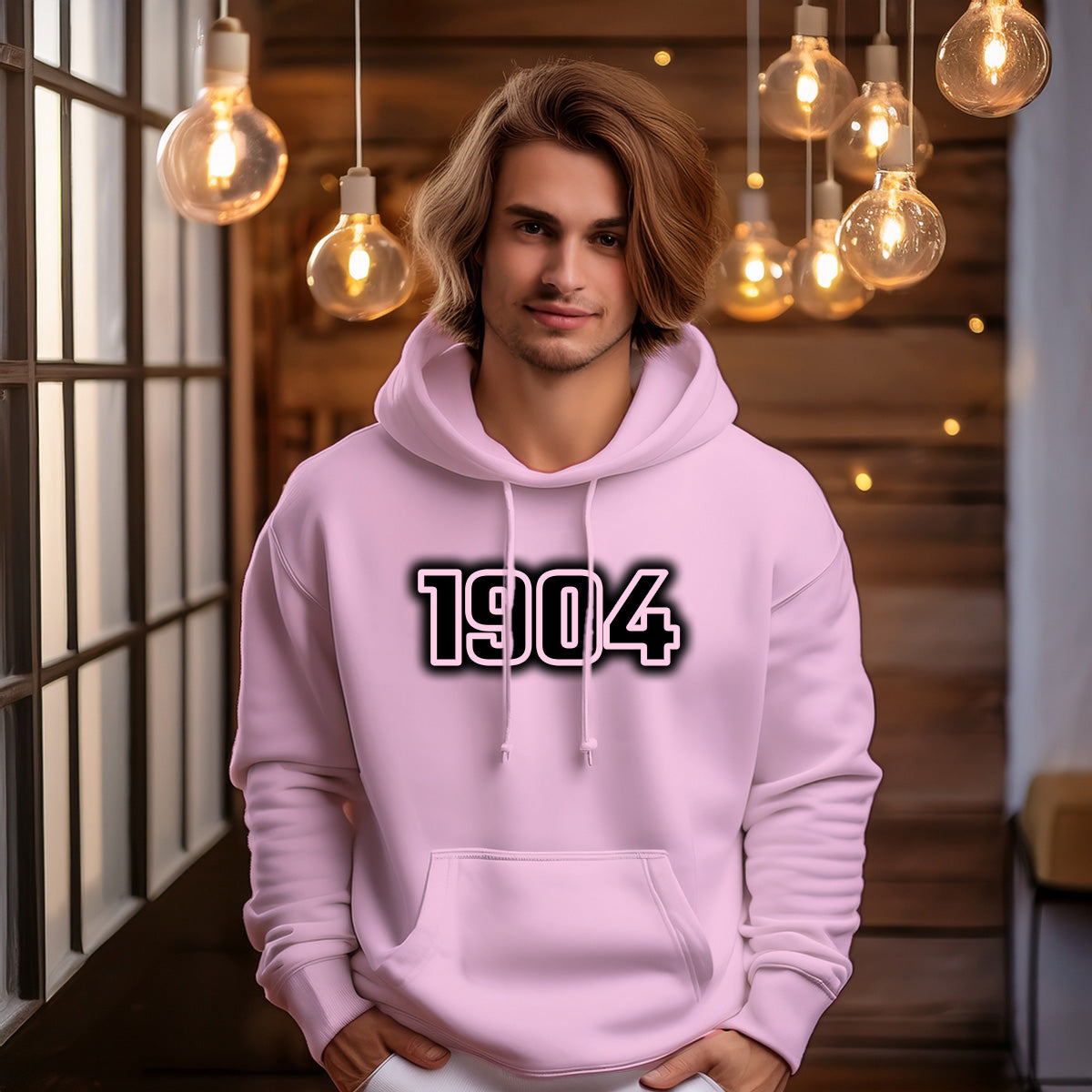 1904 Year Men Unisex Hoodie (Light Pink)