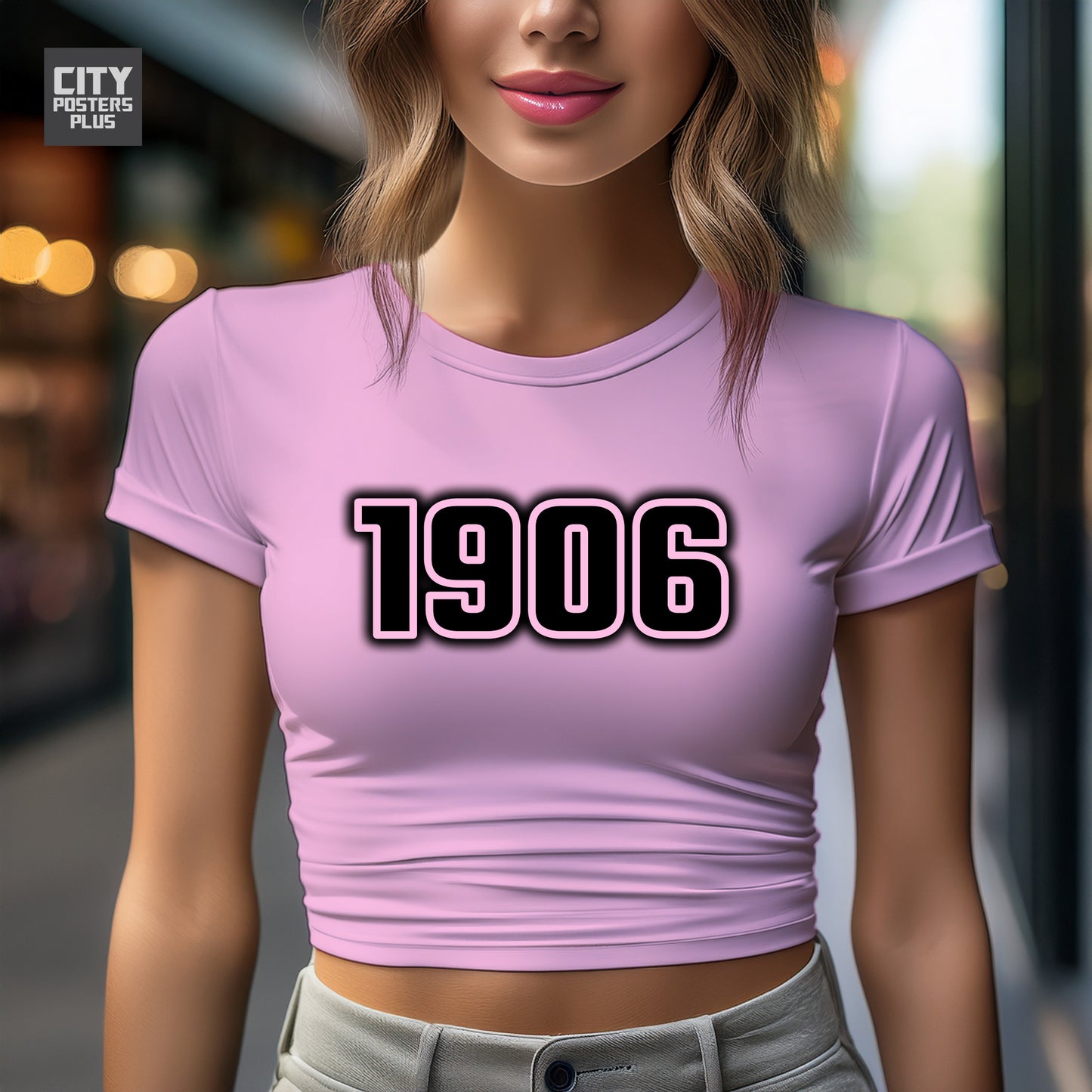 1906 Year Women Crop Top (Light Pink)