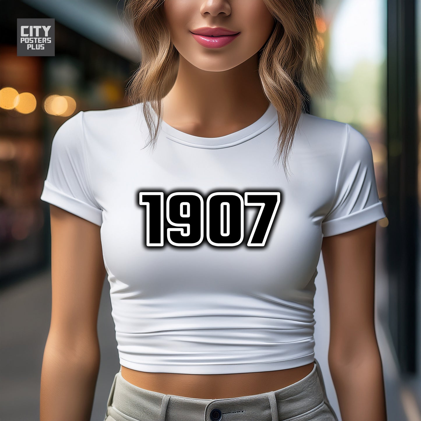 1907 Year Women Crop Top (White)