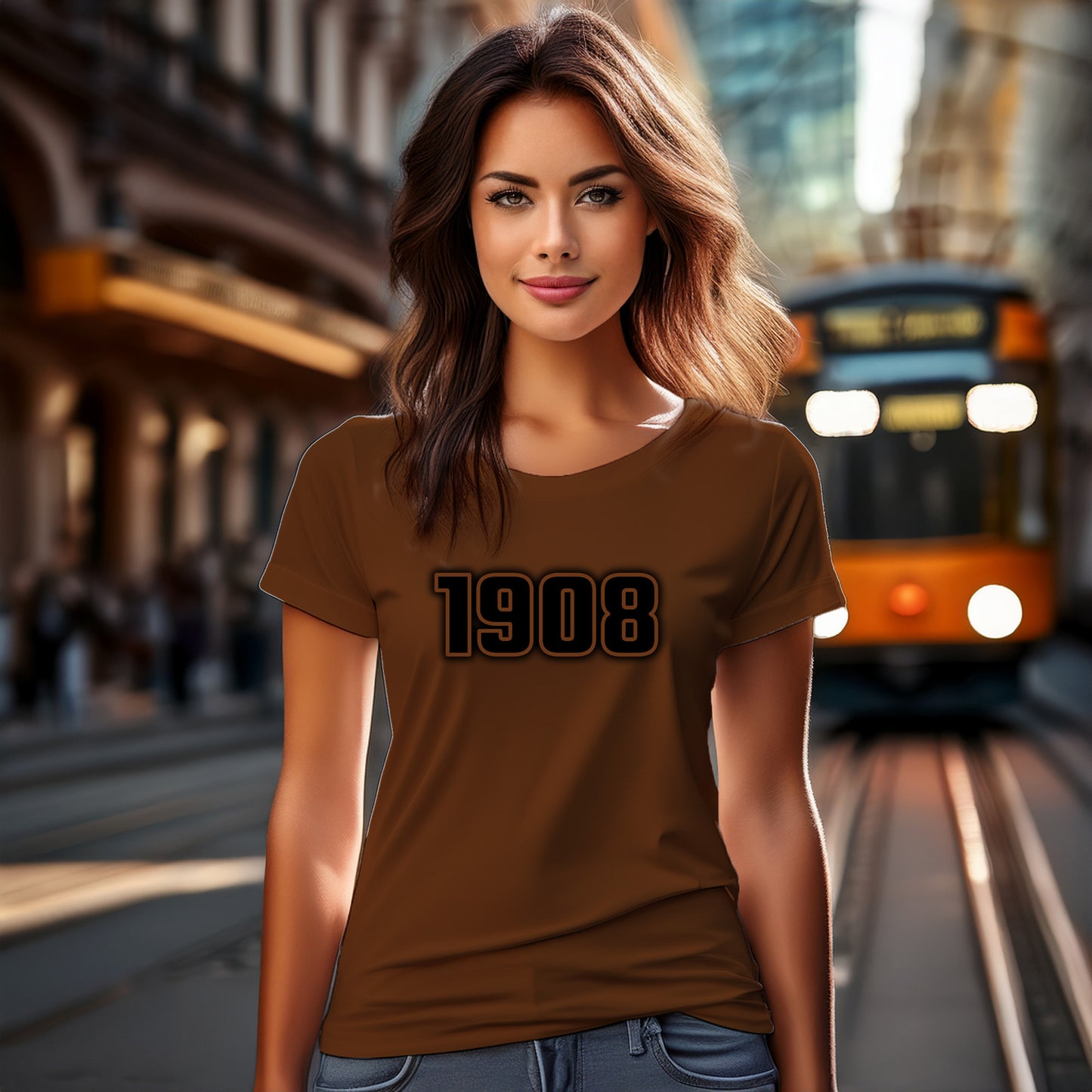 1908 Year Women T-Shirt (Brown)