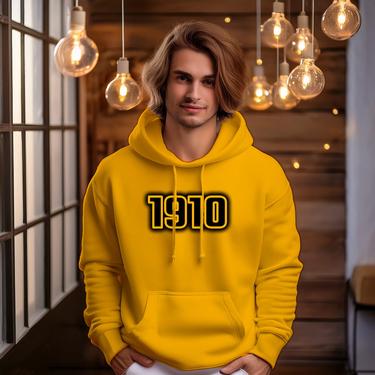 1910 Year Men Unisex Hoodie (Golden Yellow)