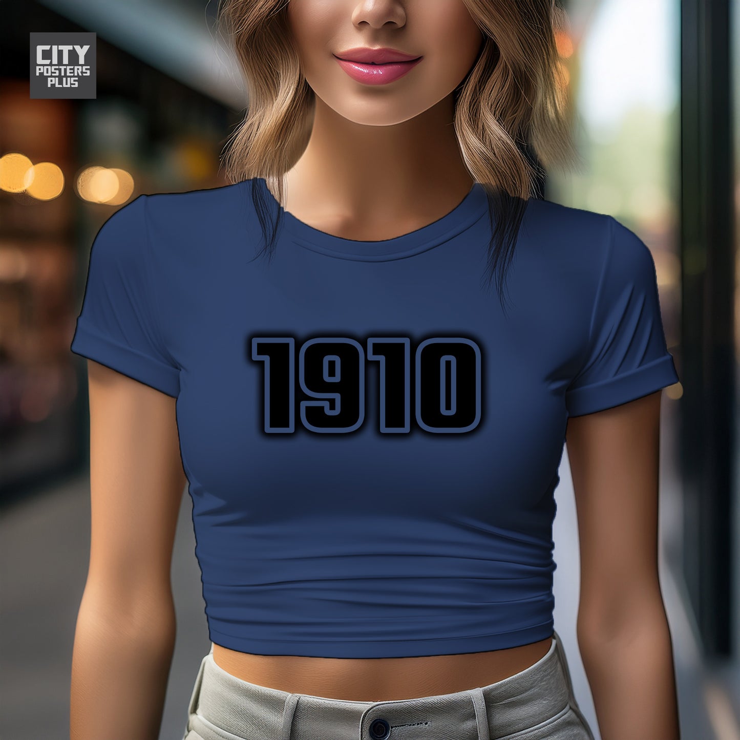 1910 Year Women Crop Top (Navy Blue)