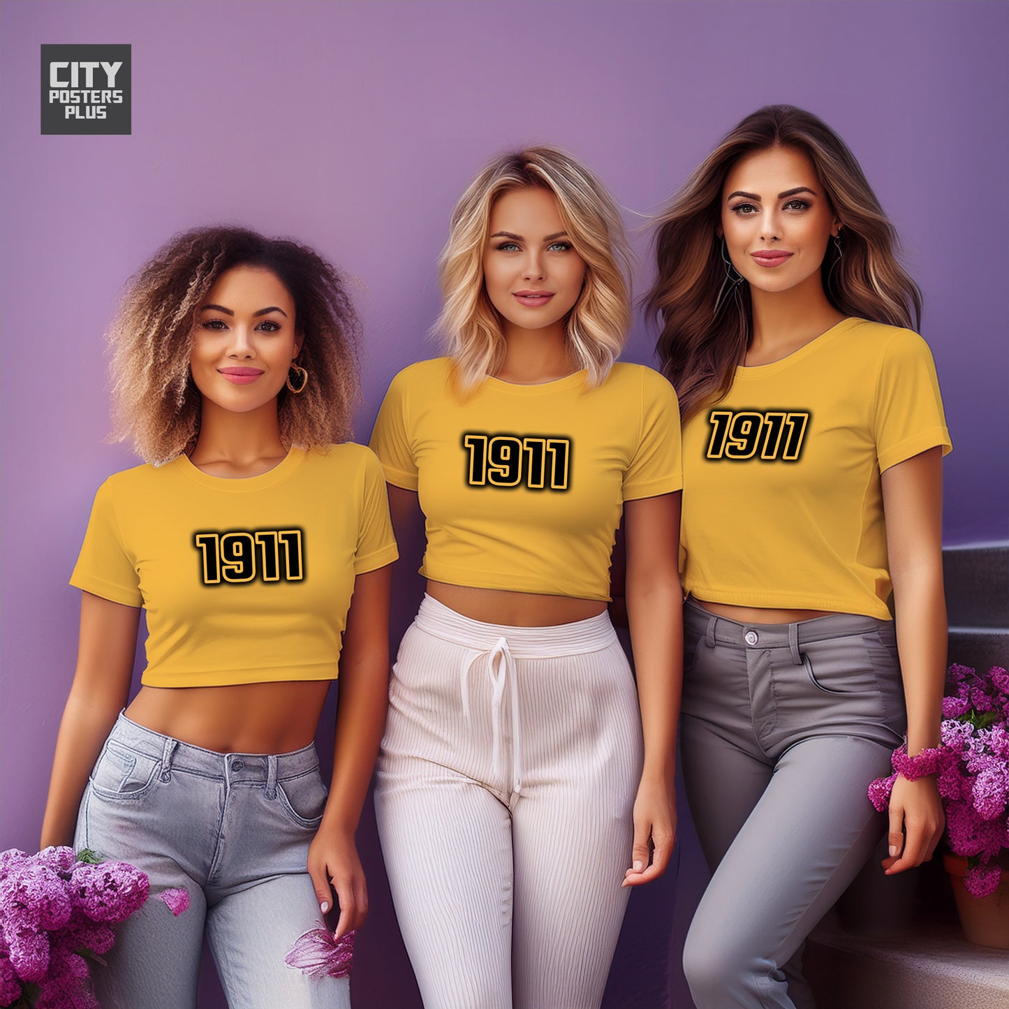 1911 Year Women Crop Top (Golden Yellow)
