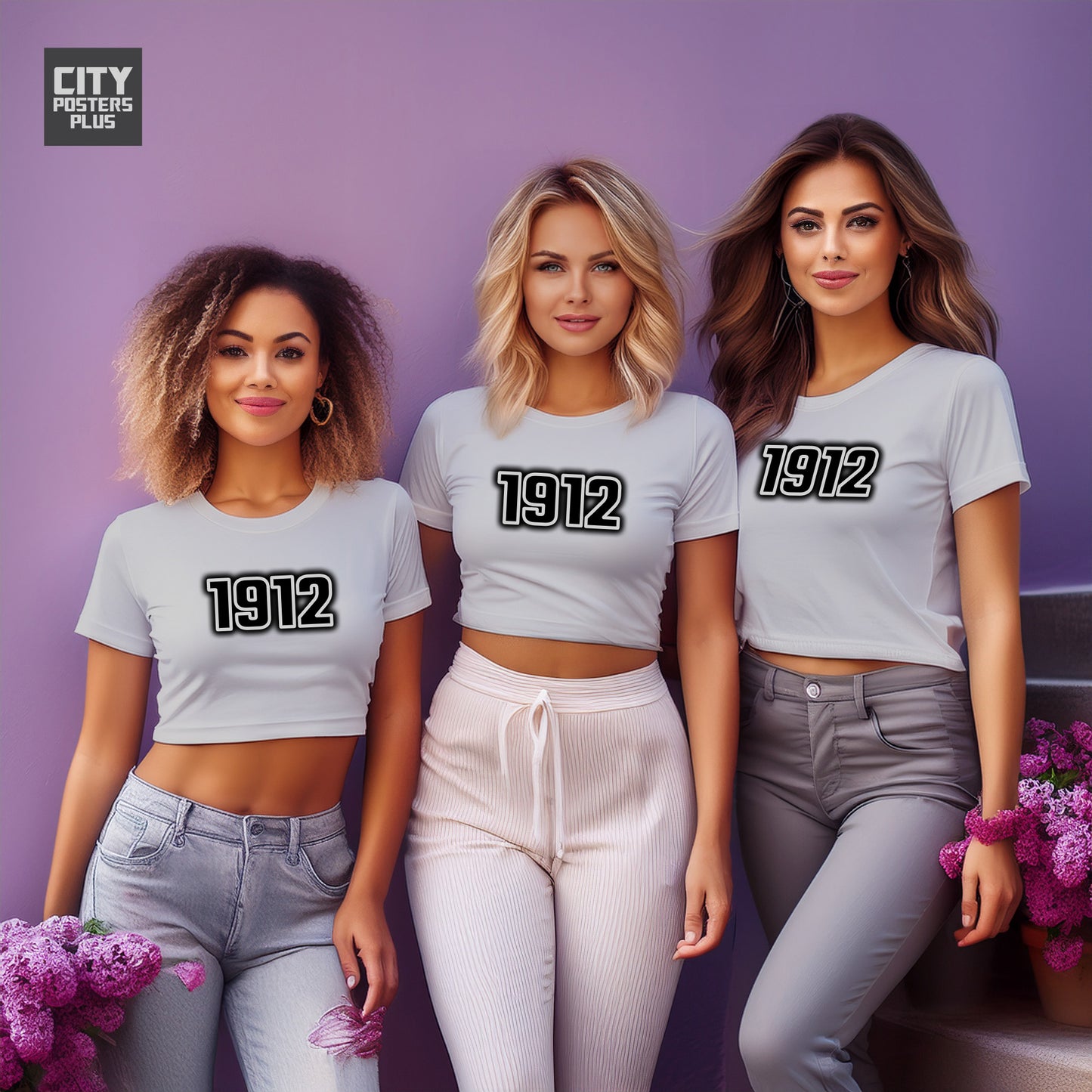 1912 Year Women Crop Top (Melange Grey)
