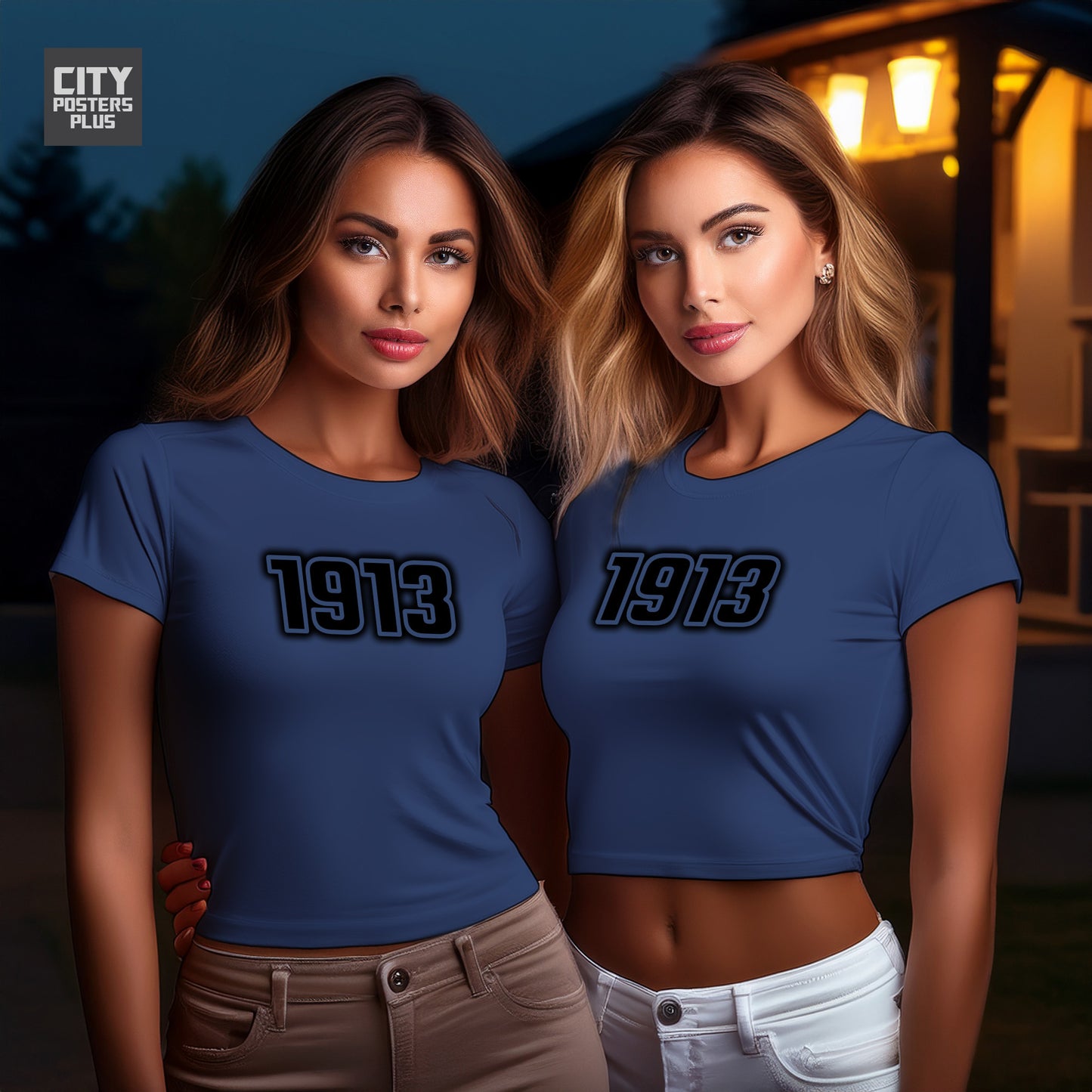 1913 Year Women Crop Top (Navy Blue)