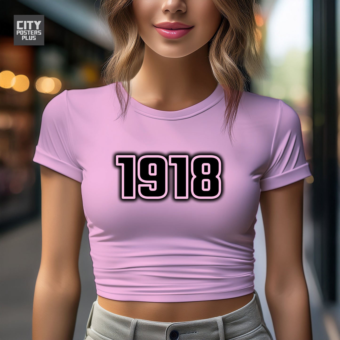 1918 Year Women Crop Top (Light Pink)