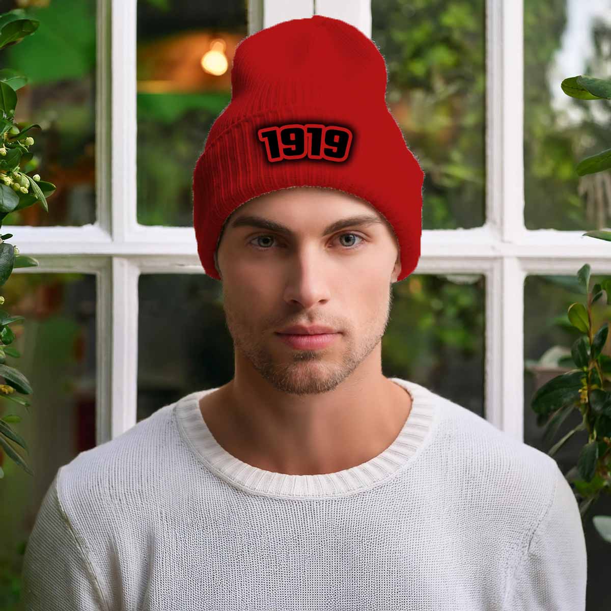 Beanies Plus 1919 Year Cuffed Beanie (Red)