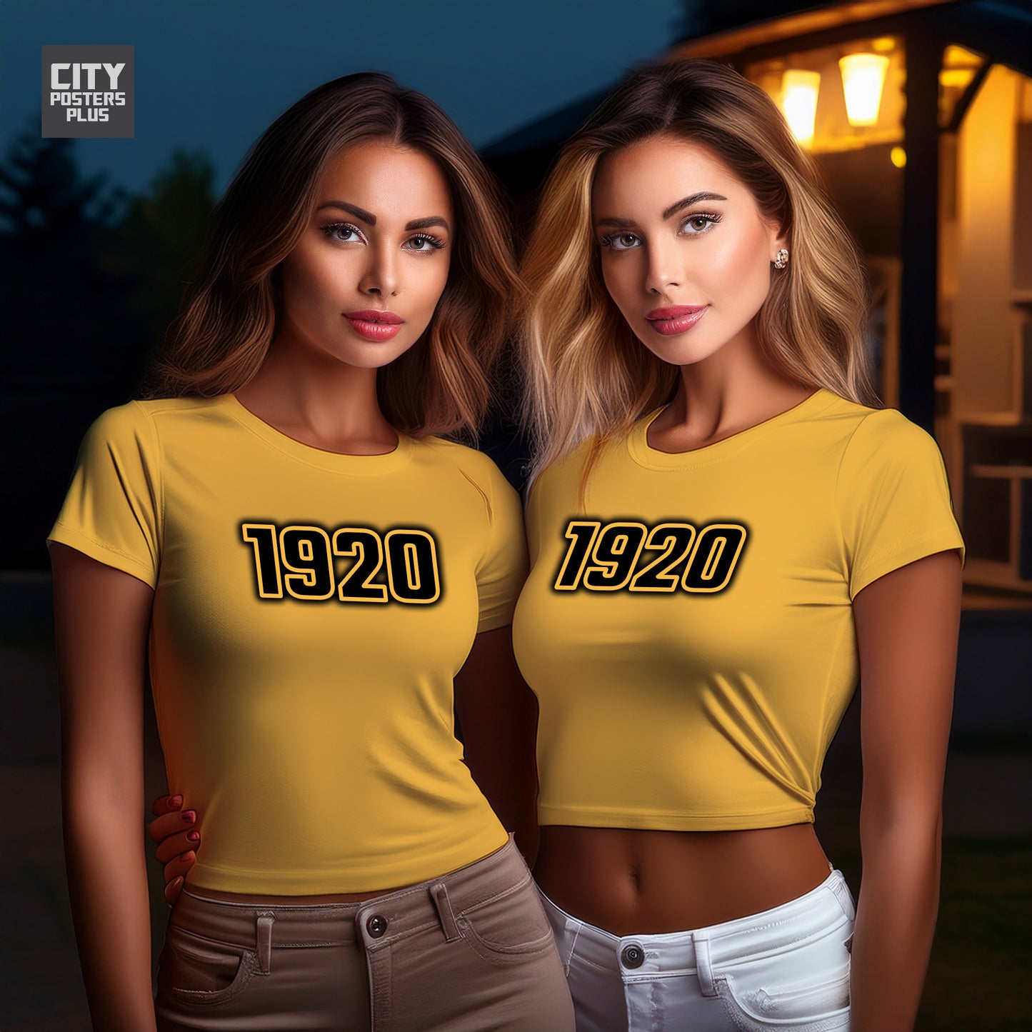 1920 Year Women Crop Top (Golden Yellow)