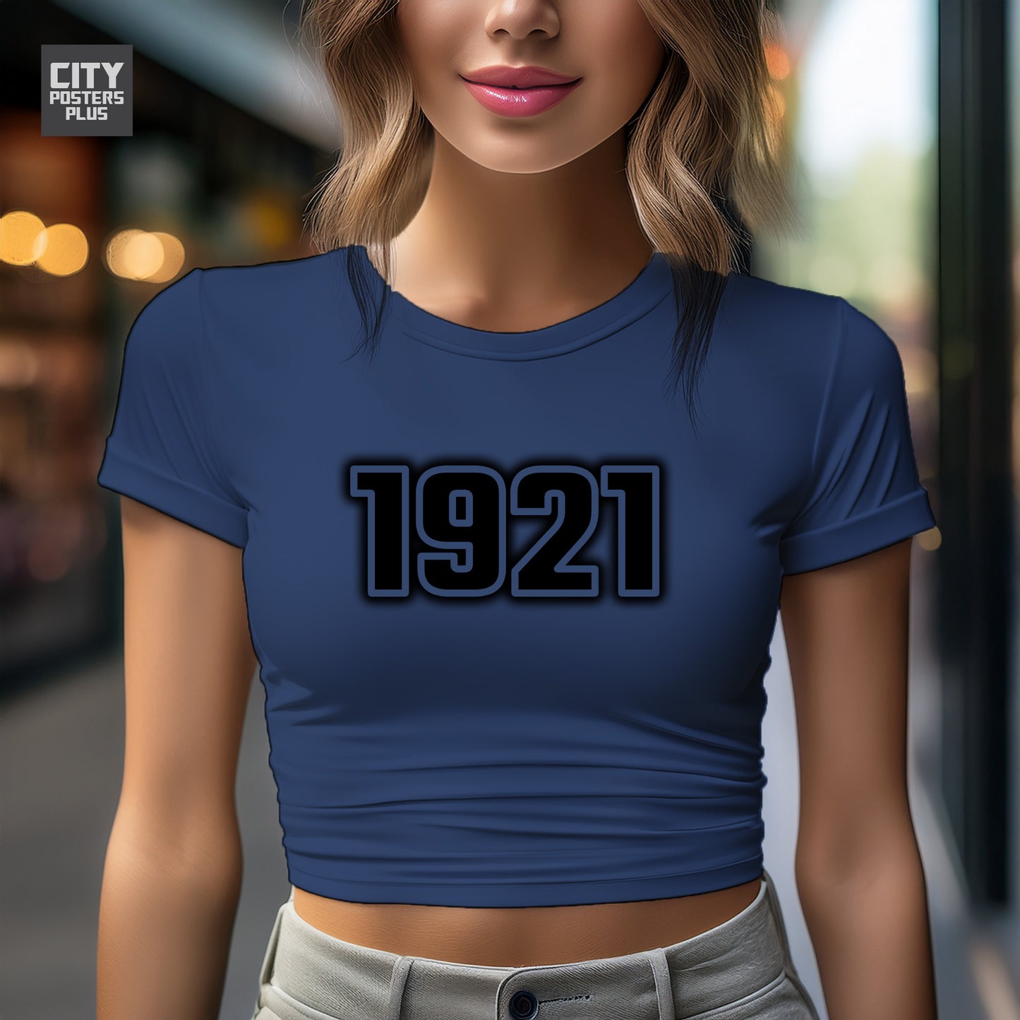 1921 Year Women Crop Top (Navy Blue)