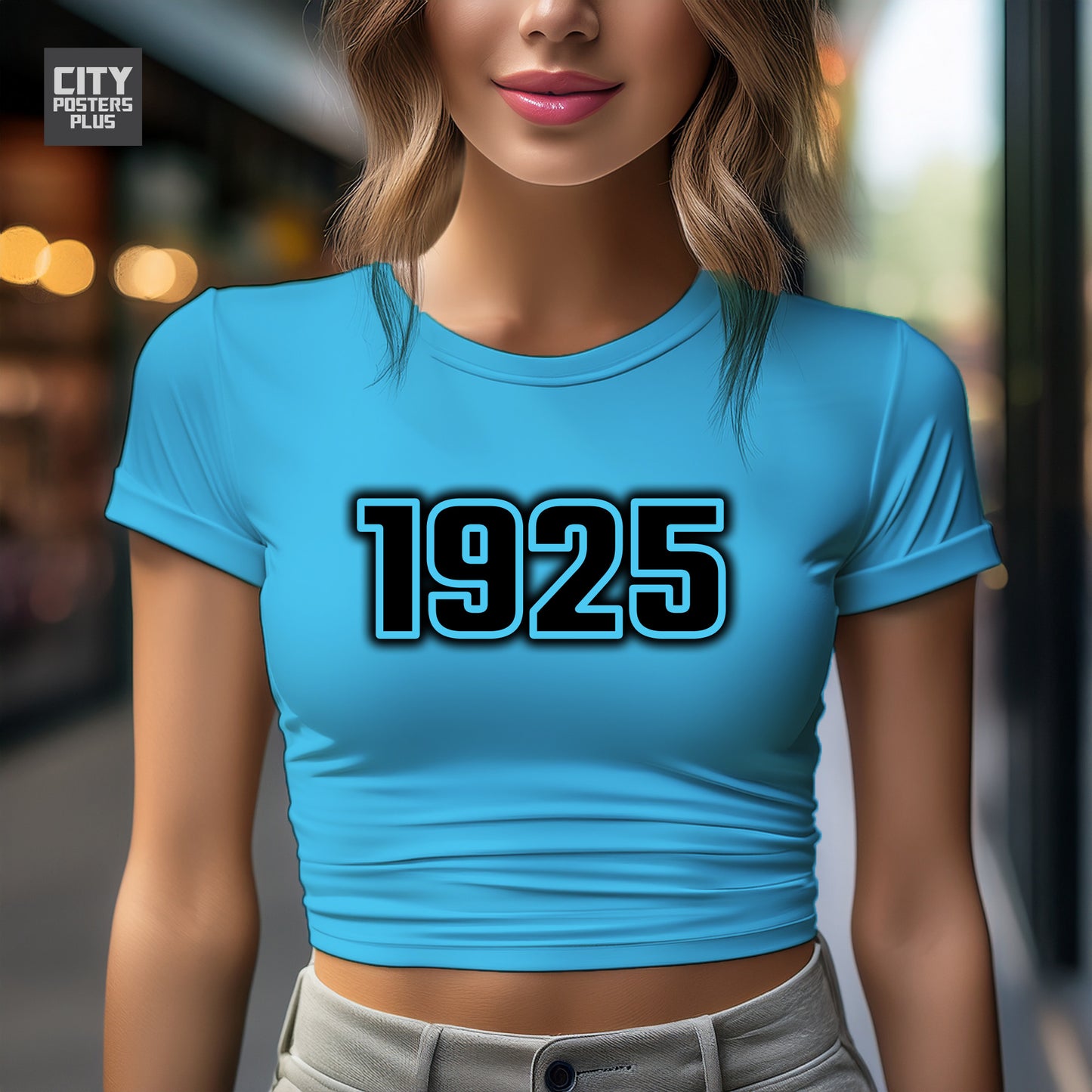 1925 Year Women Crop Top (Sky Blue)