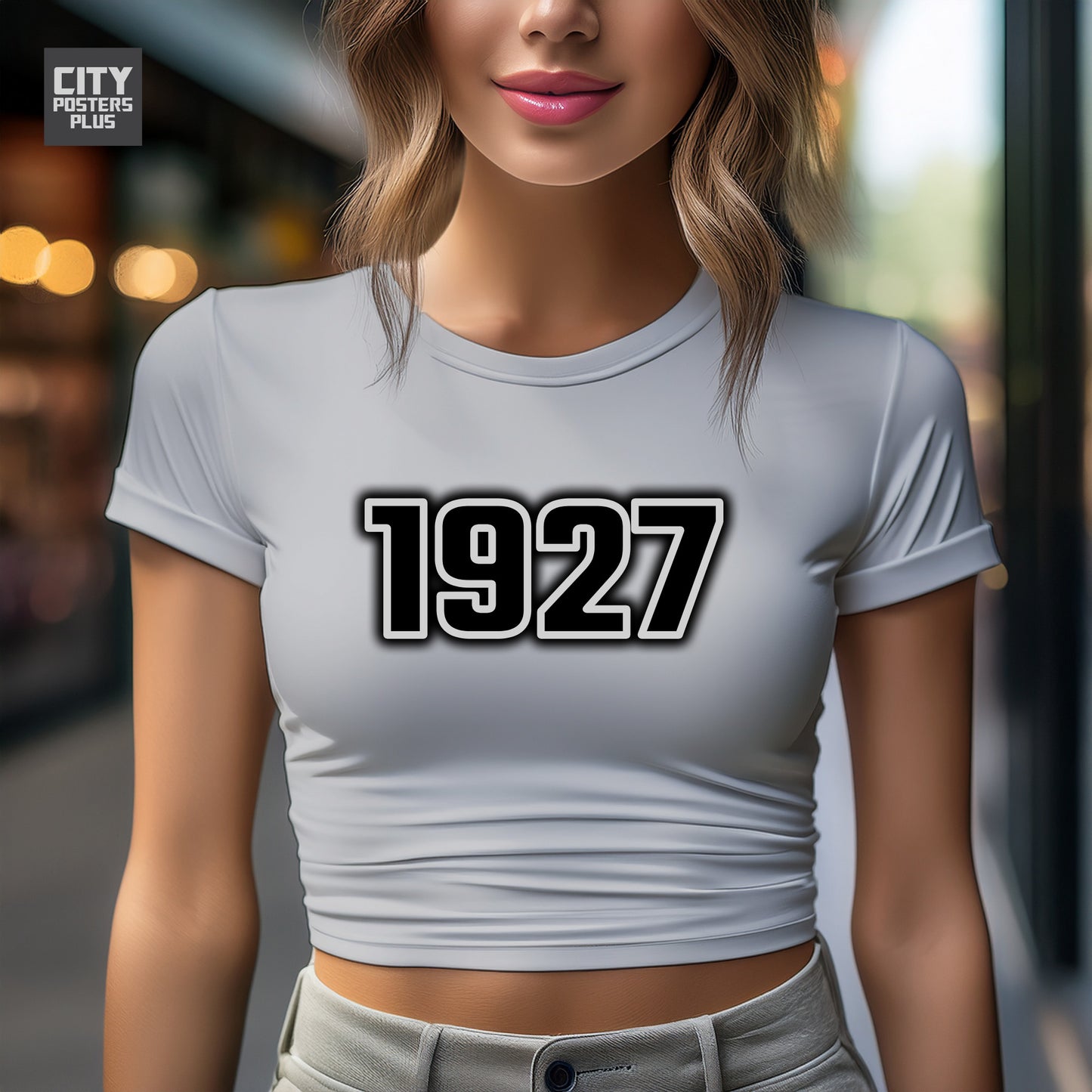 1927 Year Women Crop Top (Melange Grey)