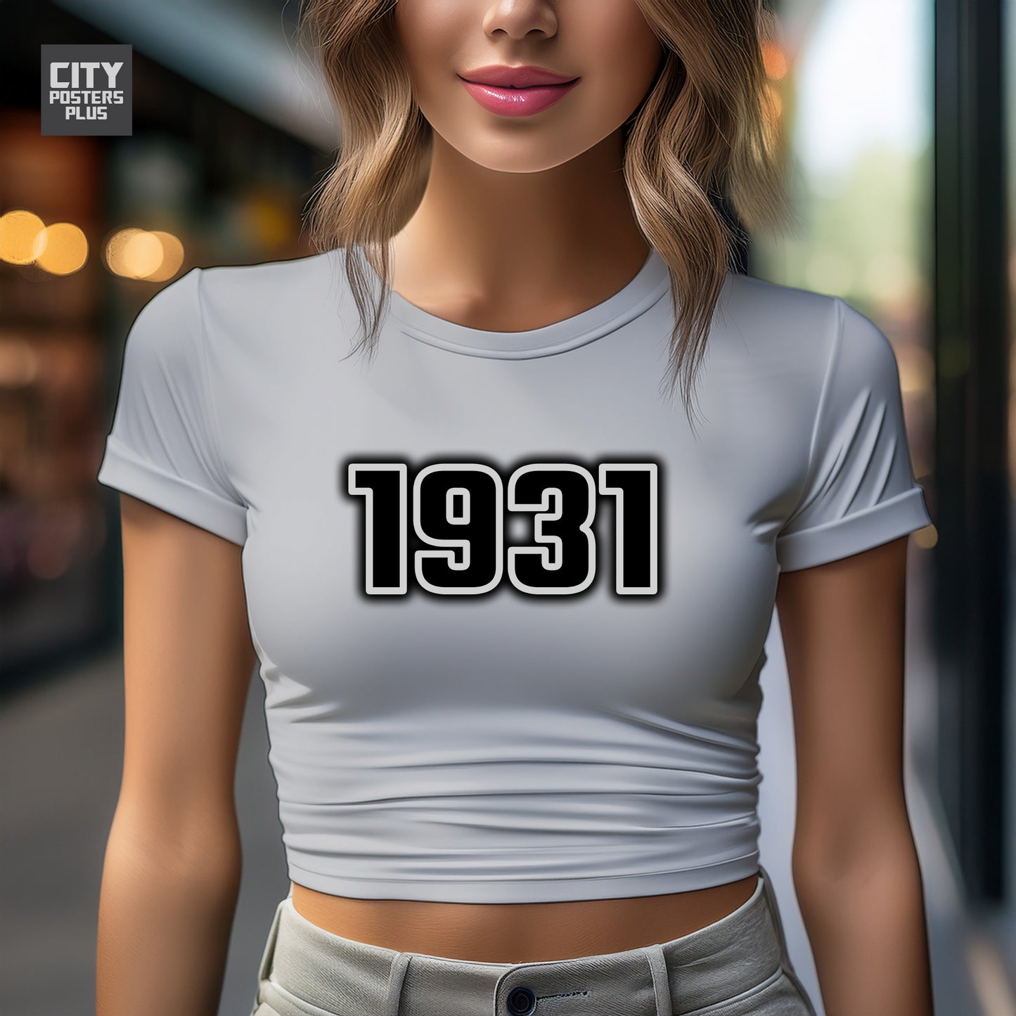 1931 Year Women Crop Top (Melange Grey)