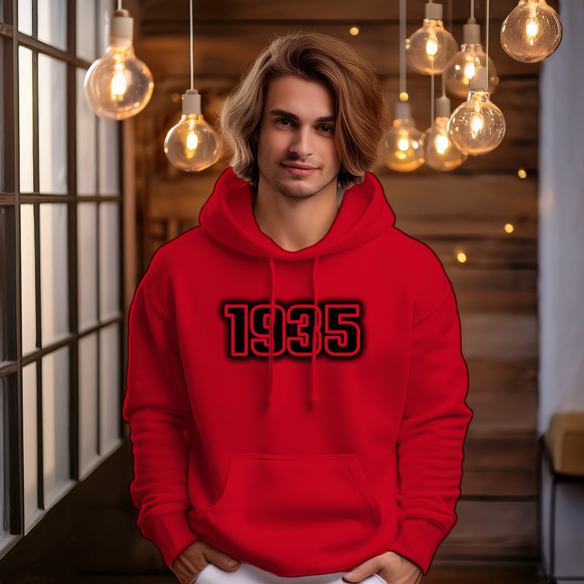 1935 Year Men Unisex Hoodie (Red)
