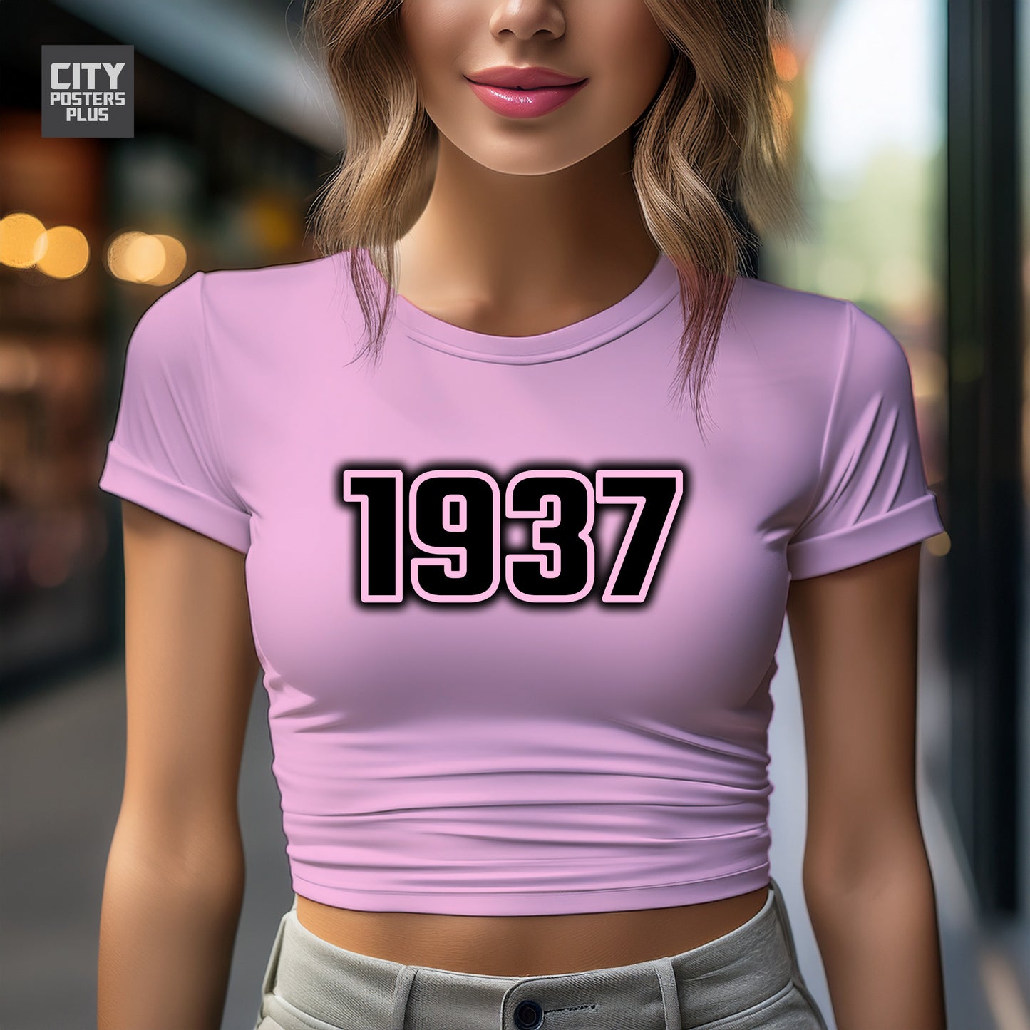 1937 Year Women Crop Top (Light Pink)