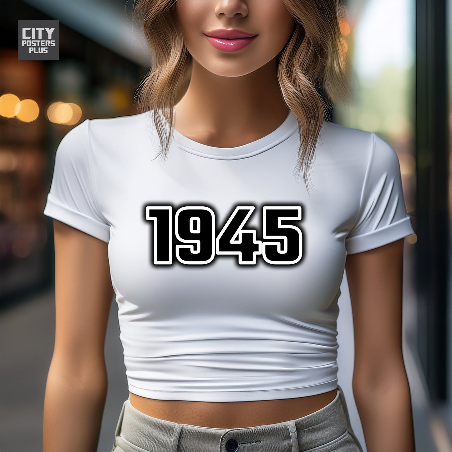 1945 Year Women Crop Top (White)