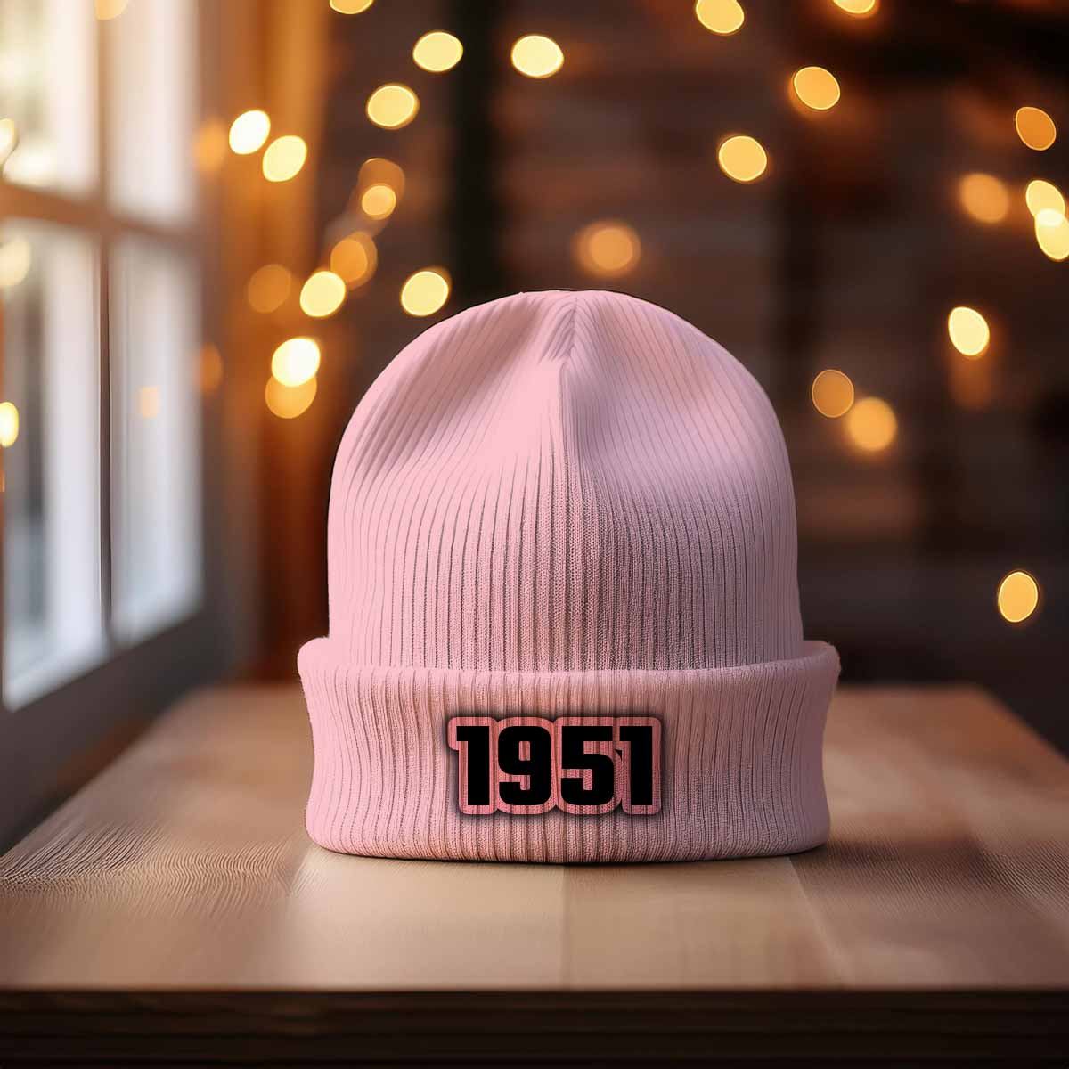 1951 Year Cuffed Beanie (Baby Pink)