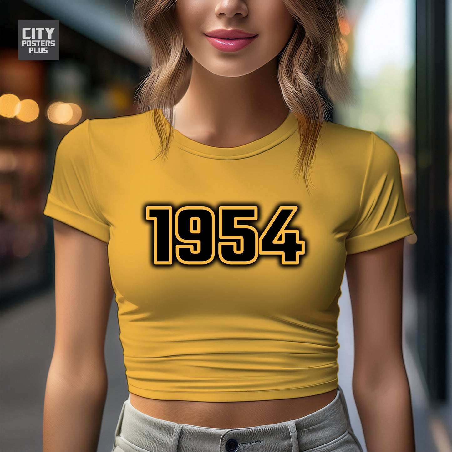 1954 Year Women Crop Top (Golden Yellow)