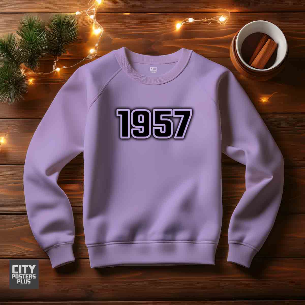 1957 Year Men Unisex Sweatshirt (Iris Lavender)
