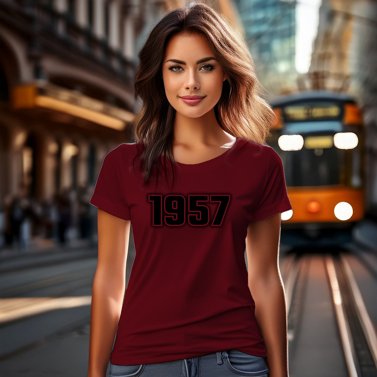 1957 Year Women T-Shirt (Maroon)