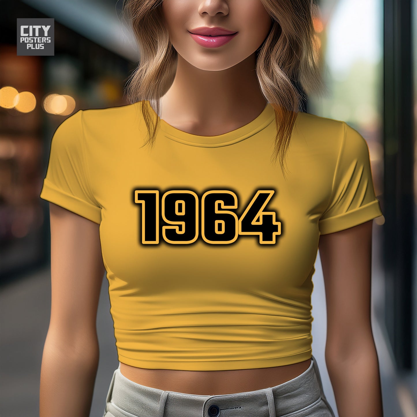 1964 Year Women Crop Top (Golden Yellow)